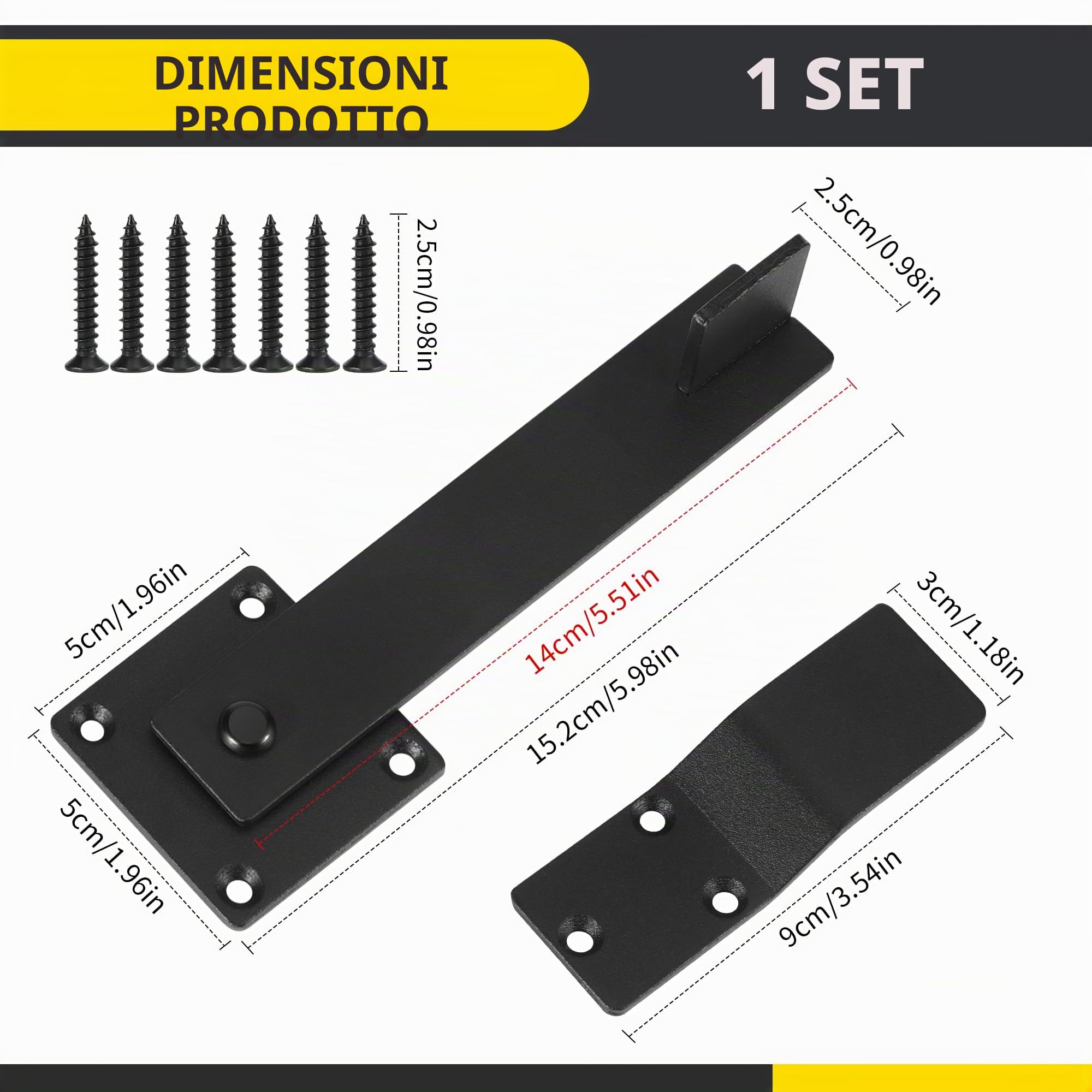 Serratura Porta Chiusura Della Porta Chiavistello, Serratura Scorrevole per Porta di Fienile per porte a sbarra, porte in legno, cancelli da giardino