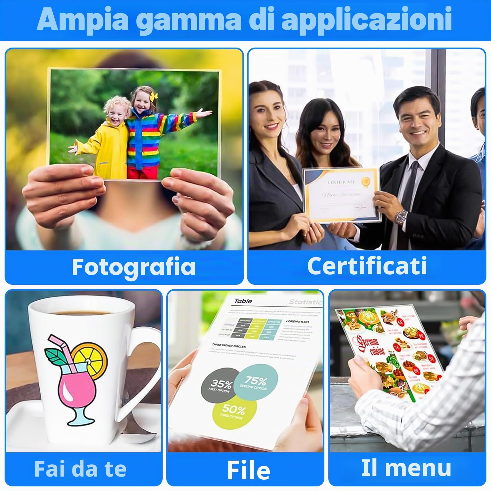 Pellicole Laminanti Autoadesive A4 305x215mm 50 Pezzi per Immagini Ecografiche Foto Poster