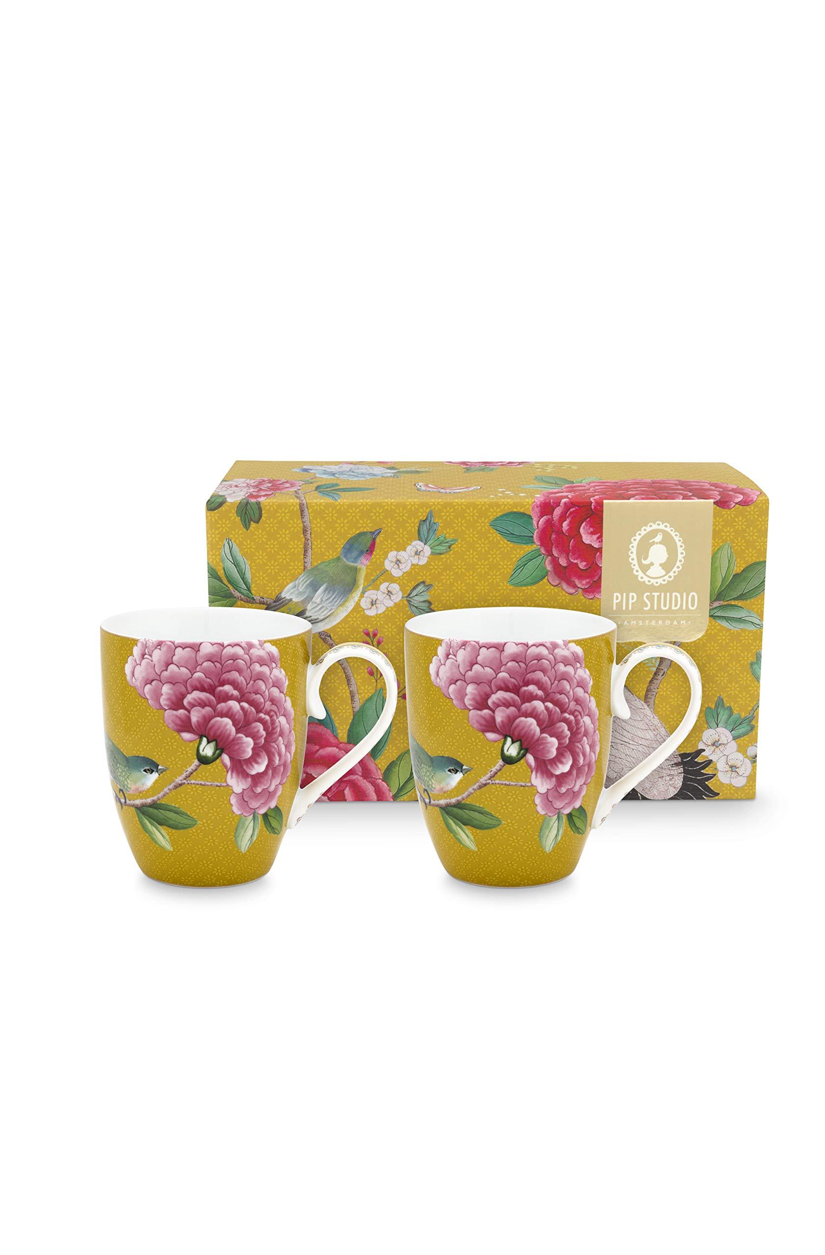PIP Studio S2 Blushing Birds Mugs, Large Yellow, 350 ml Capacity