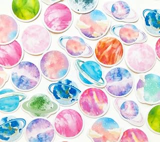 45pcs Colorful Planet Sticker Set_Decorative Assorted Galaxy Sticker for Bullet Journal, Planner, Scrapbooking, Art Craft, Envelope Seal, Gift Package, Diary, Album