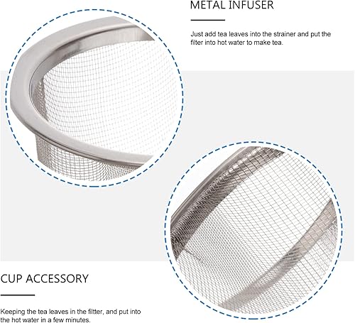 Miniatura 6 de UPKOCH 8 piezas de filtro de té de acero inoxidable tetera de metal repuesto de malla colador de hojas sueltas colador de té accesorios para infusor