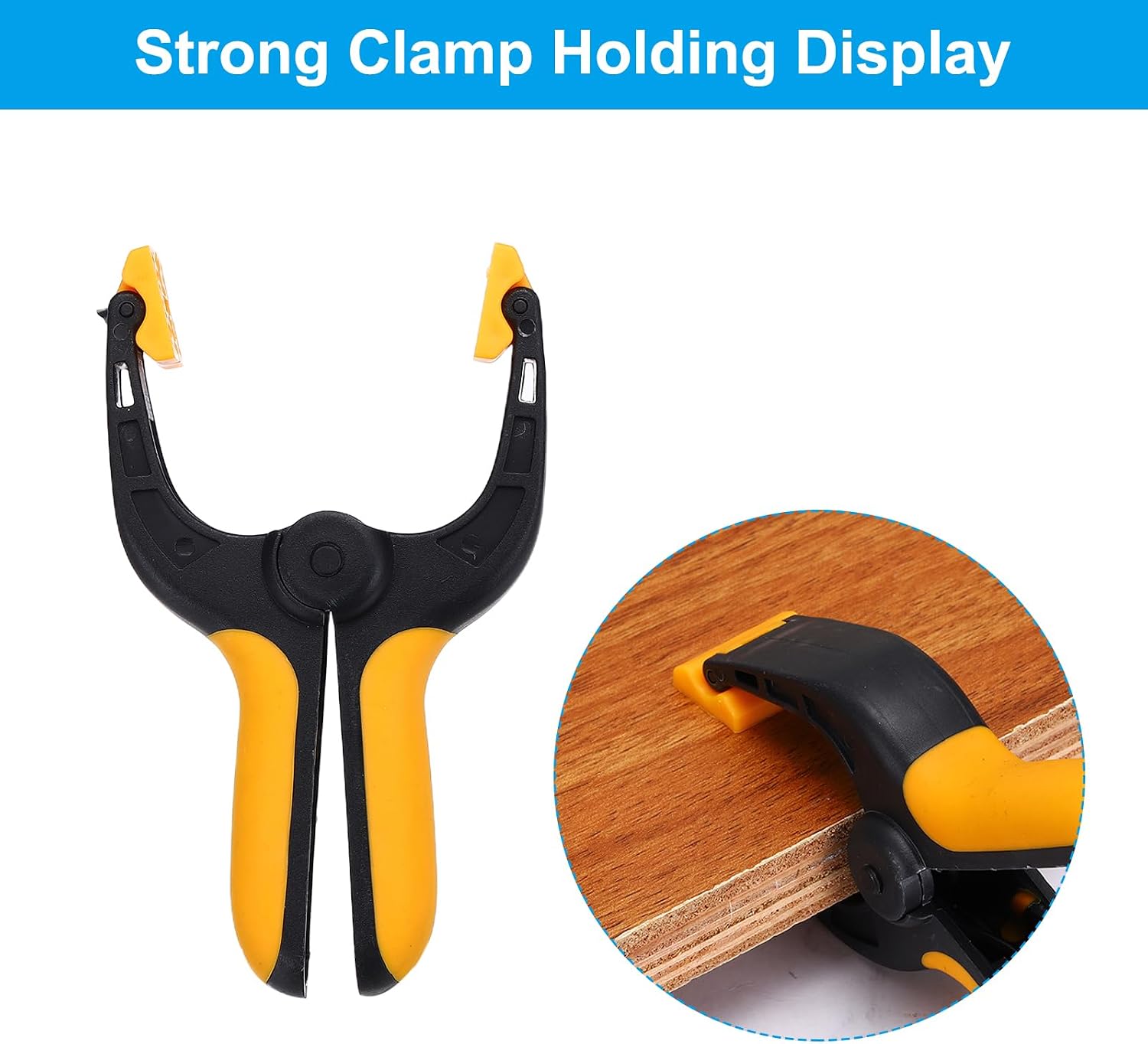 MECCANIXITY 4 Inch Backdrop Spring Clamps, 8 Pack Plastic Flexible Anti-Slip Strong Clips Mini Clamps for Stand DIY Project Photography Studio, Black and Yellow