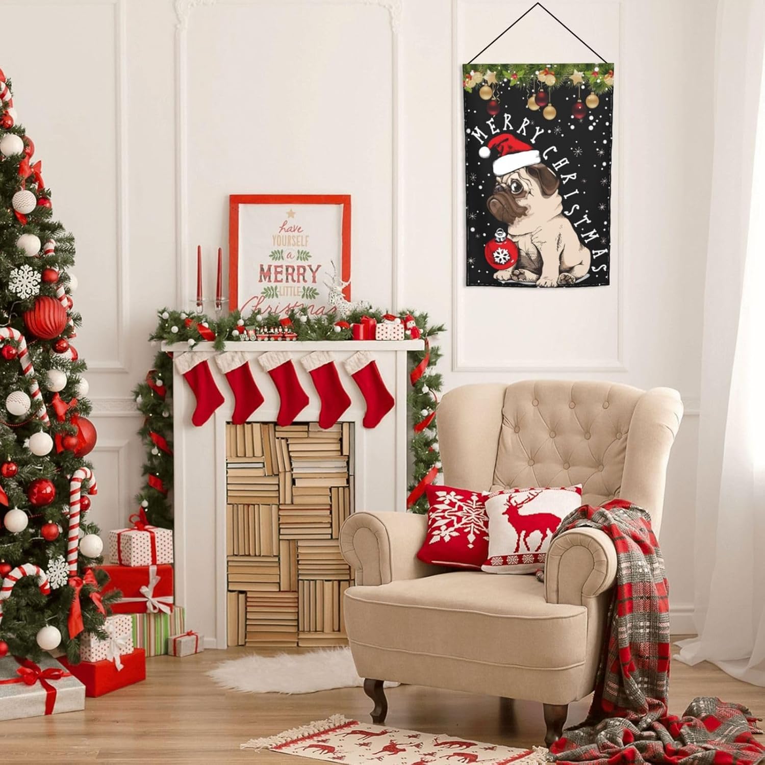 Merry Christmas Bull Pug Dog Snow Garden Flag 12x18 Inch Double Sided Vertical Decoration Yard Small Flag For Outside Holiday Seasonal Outdoor - Image 5