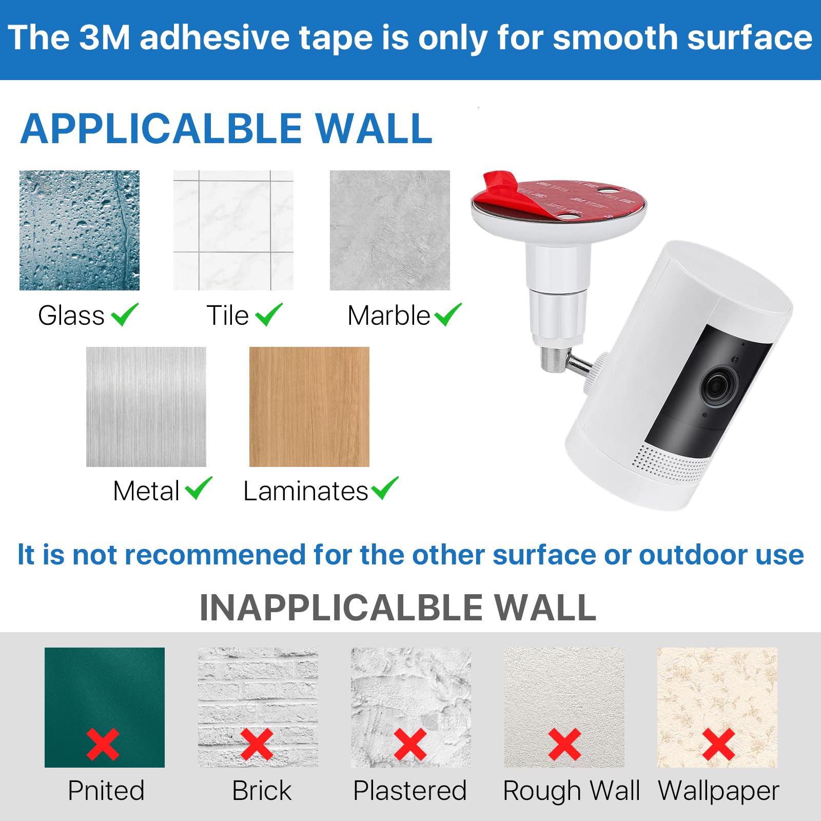 Soporte de pared para cámaras de seguridad eufy 2C/2C Pro, 2/2 Pro, 3C/S300, 3/S330 y eufyCam SoloCam S220/C210. ​​Ajustable 360 ​​grados, adhesivo o con tornillos (2 unidades)