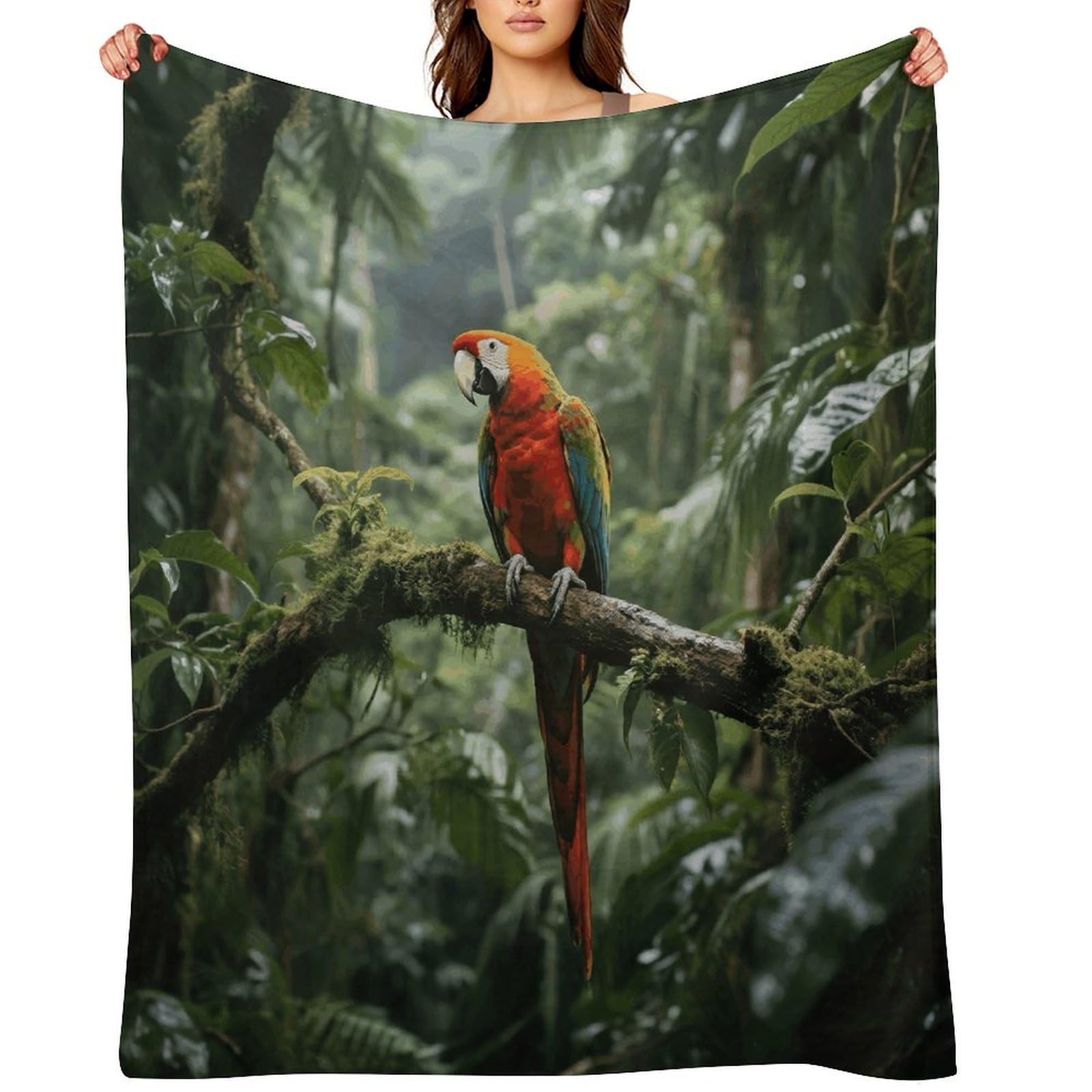Parrot_Rainforest Throw Blanket for Couch and Bed Super Soft Warm Lightweight Throw Blankets Cozy Fuzzy Flannel Blanket Personalized Decorative Blankets for Sofa Decor 40"x50"