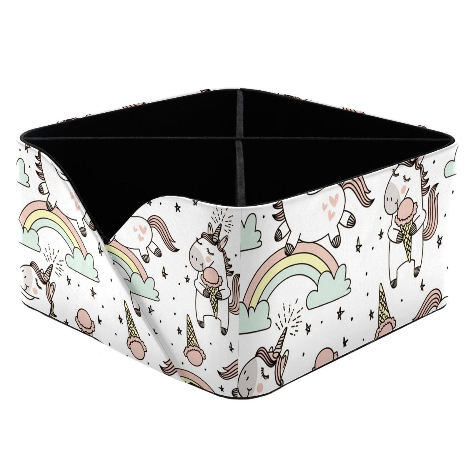 KengjuTesu Magic Cute Unicorns Clouds Rainbow Stars Desktop Organizer Pen Holder, Rectangular Pencil Cup for Office, Study and Makeup Stations