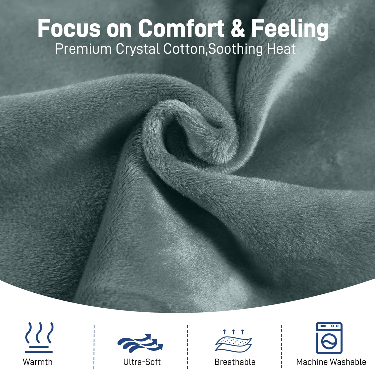 Ultralent Termoforo Elettrico per Schiena Collo e Spalle,60x108cm Termoforo Cervicale 6 Livelli di Calore, Spegnimento Automatico, Morbido Cotone Cristallino, Lavabile in Macchina-Grigio