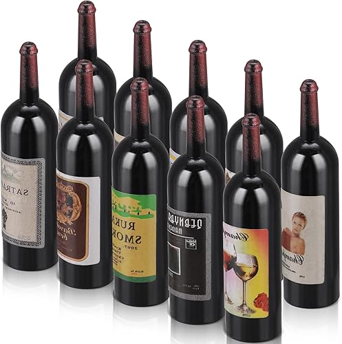 Simarro Botellas de vino de casa de muñecas - 10 botellas de vino tinto en miniatura para exhibición de ventana modelo
