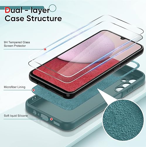 Miniatura 86 de LeYi Funda para Samsung Galaxy A14: Funda A14 5G con 2 protectores de pantalla de vidrio templado para mujeres y hombres, funda protectora delgada