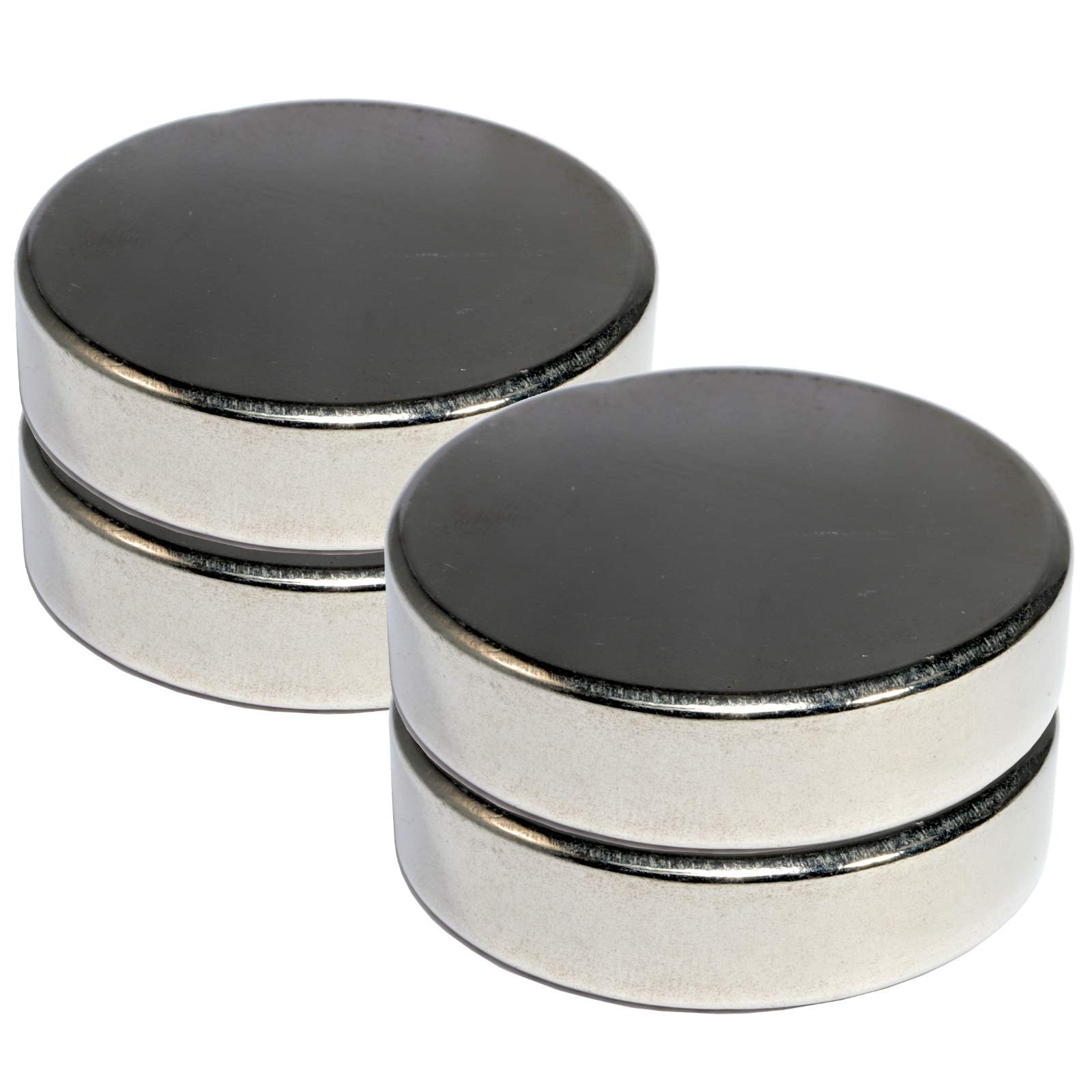 MTS Magnete - Juego de 4 Imanes Redondos de Neodimio con Forma de Disco Imán (40 x 10 mm, 25 kg, Extrafuertes, 40 mm de Diámetro)