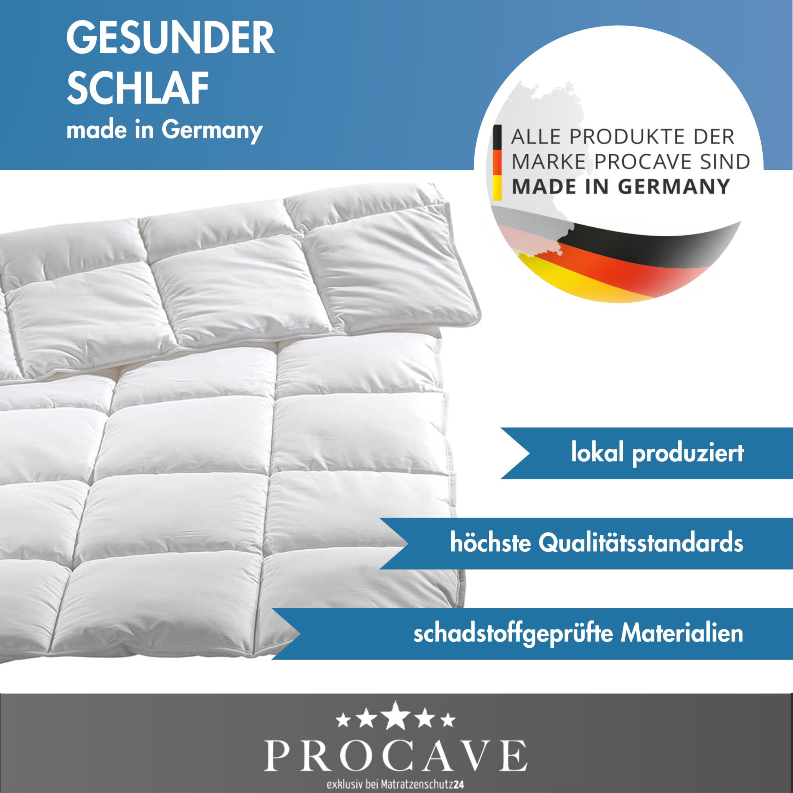 PROCAVE Micro-Comfort Ganzjahresdecke 155x220 cm | Microfaser | Steppdecke | Bettdecke | Einziehdecke | Mono Decke | Steppbett | Soft Touch