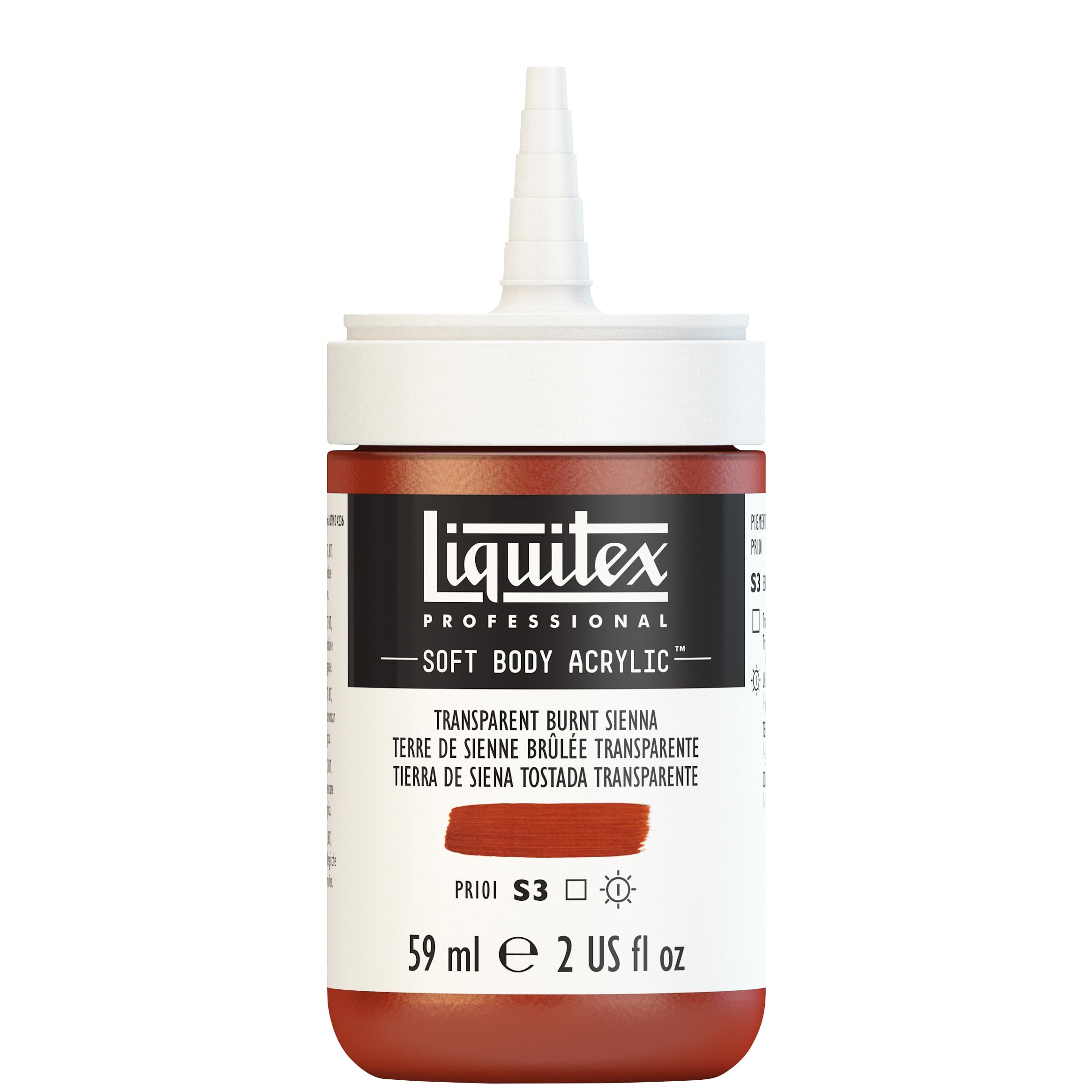 Liquitex 1959129 Professional Acrylic Paint Soft Body - Artist Paint in Creamy Opaque Consistency, High Pigmentation, Lightfast and Ageing Resistant, 59 ml Bottle - Siena Burnt Transparent