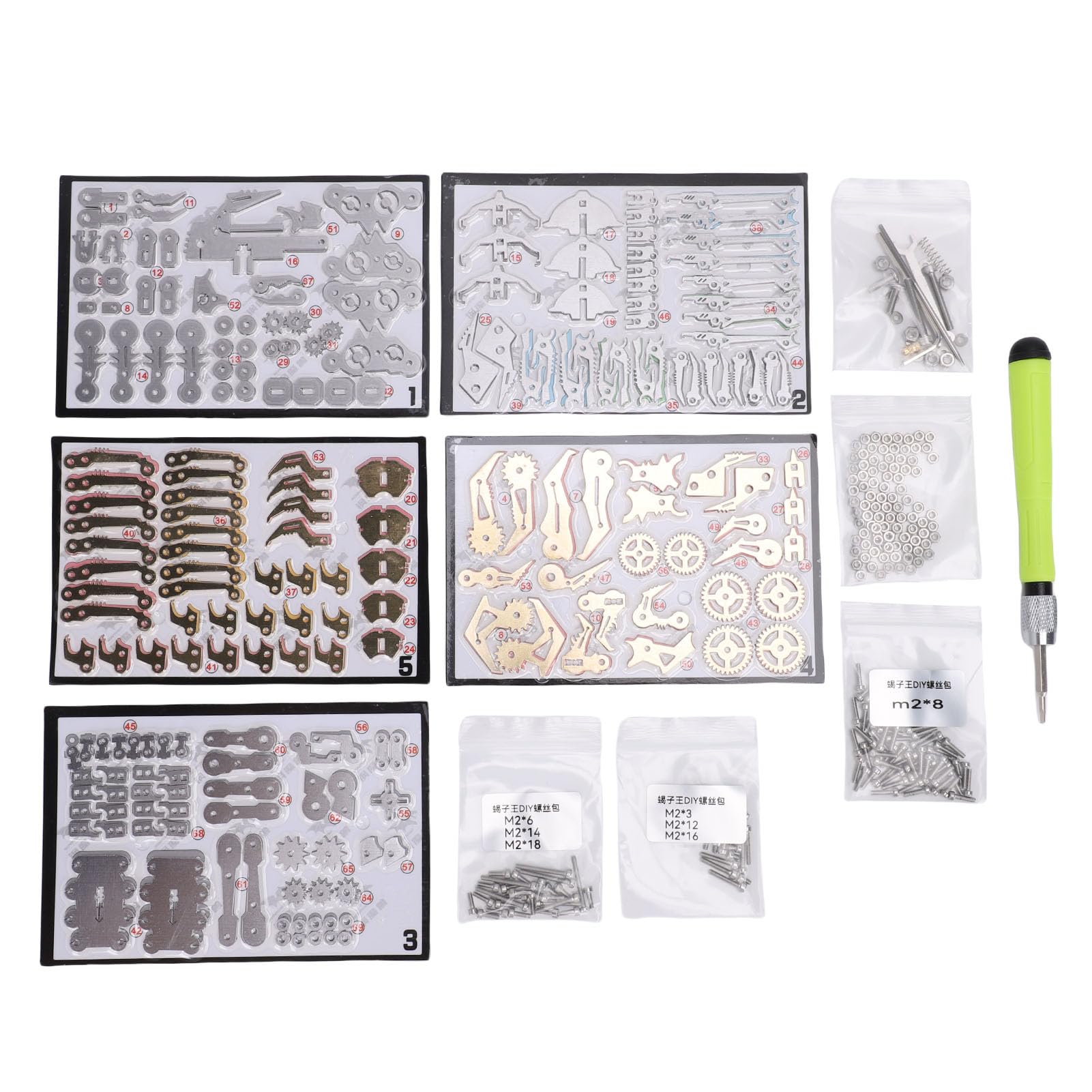 Topiky Puzzle Metalowe 3D Edukacyjna Zabawka STEM DIY Montaż Mechaniczny Model dla Dzieci Dorośli Bez Kleju i Spawania Materiał: Metal Ilość: 5 Bloków Plansza 1 Opakowanie Bezpieczne dla Dzieci 8+