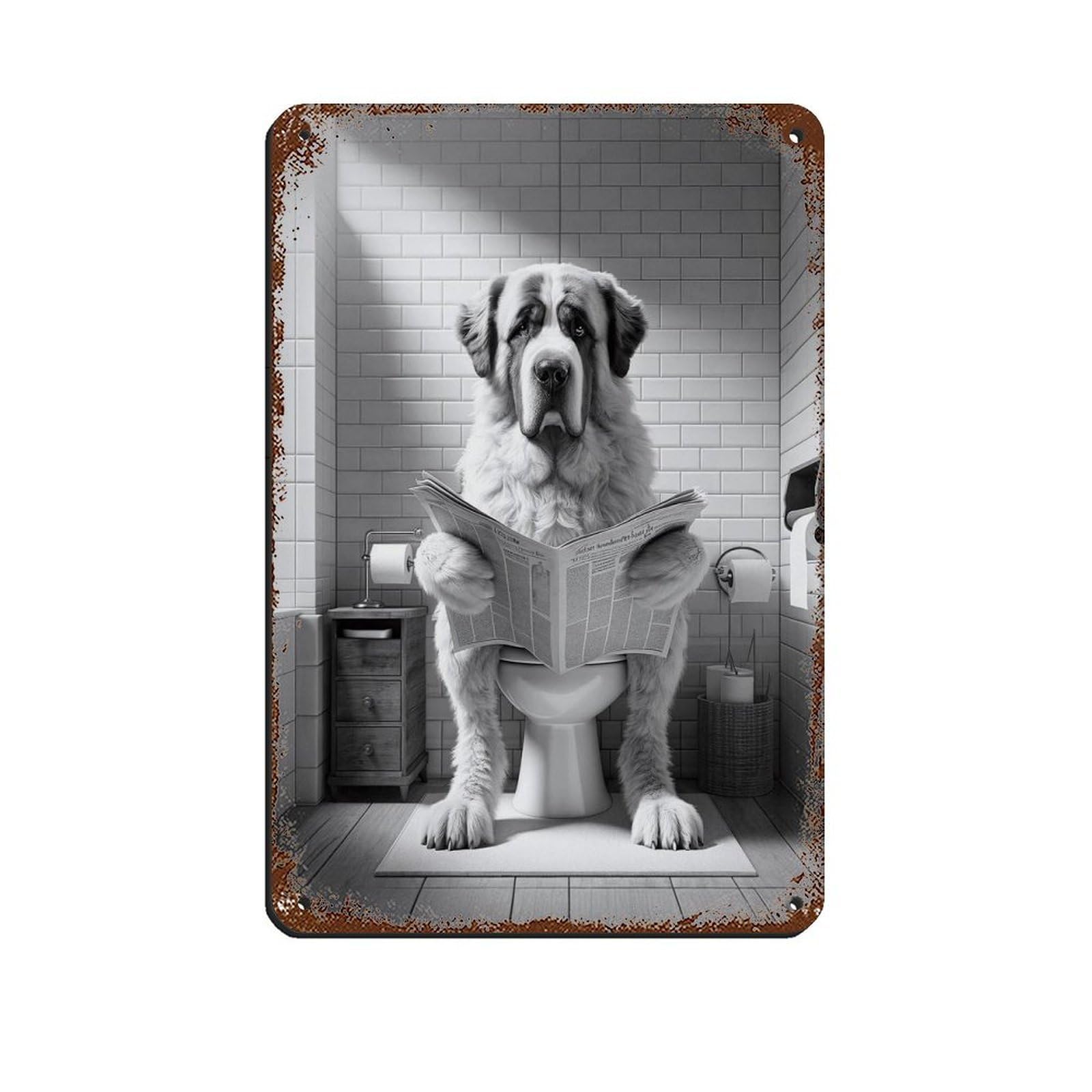 Lxwnze 20L X 30W Cm Pyrenean Mastiff, Funny Bathroom Decor Retro Poster Metal Tin Sign Chic Art Retro Iron Painting Bar People Cave Cafe Family Garage Poster Wall Decoration 8X12inch(20X30cm)