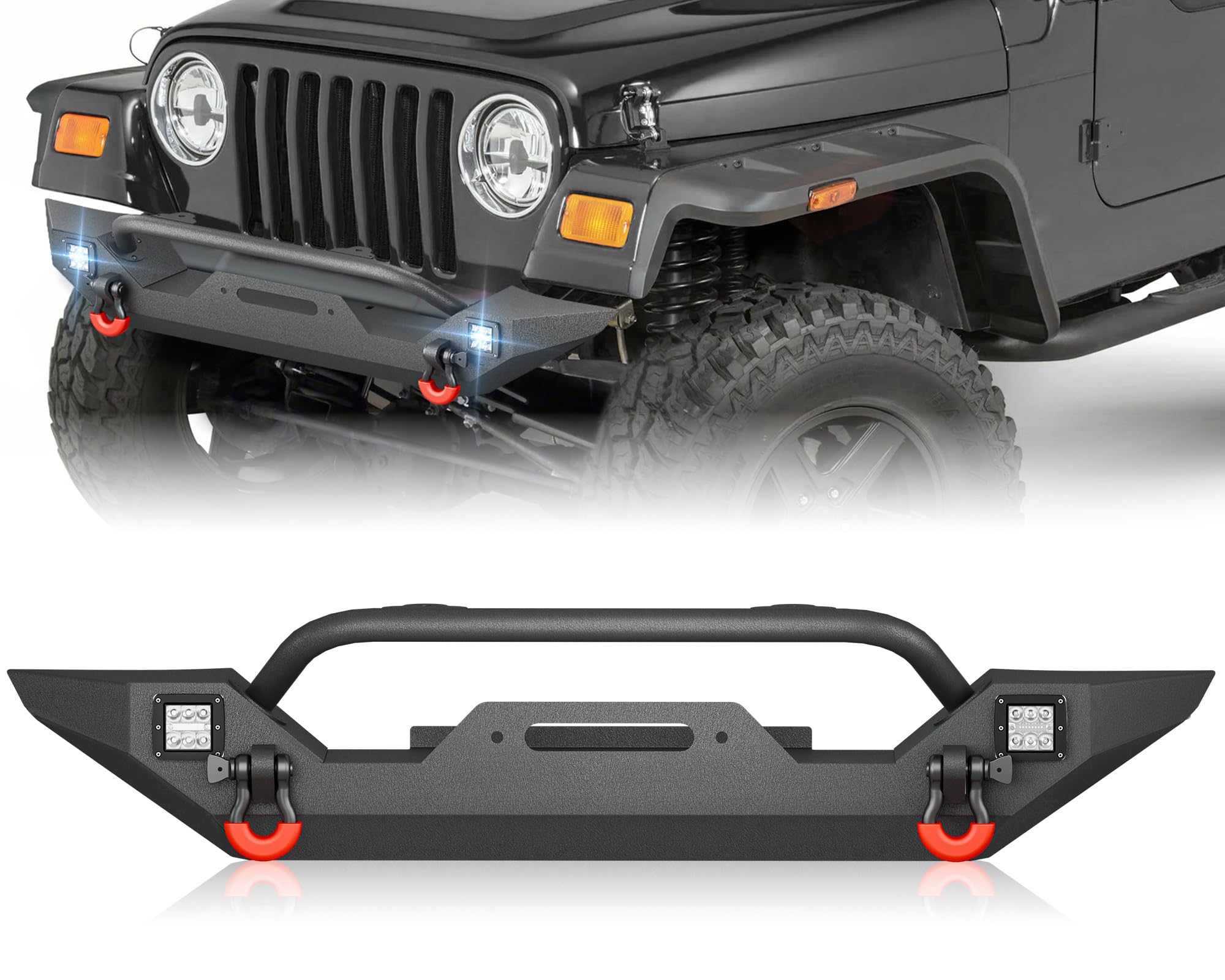 YZONA Off-Road Front Bumper Compatible with 87-06 Jeep Wrangler TJ LJ YJ