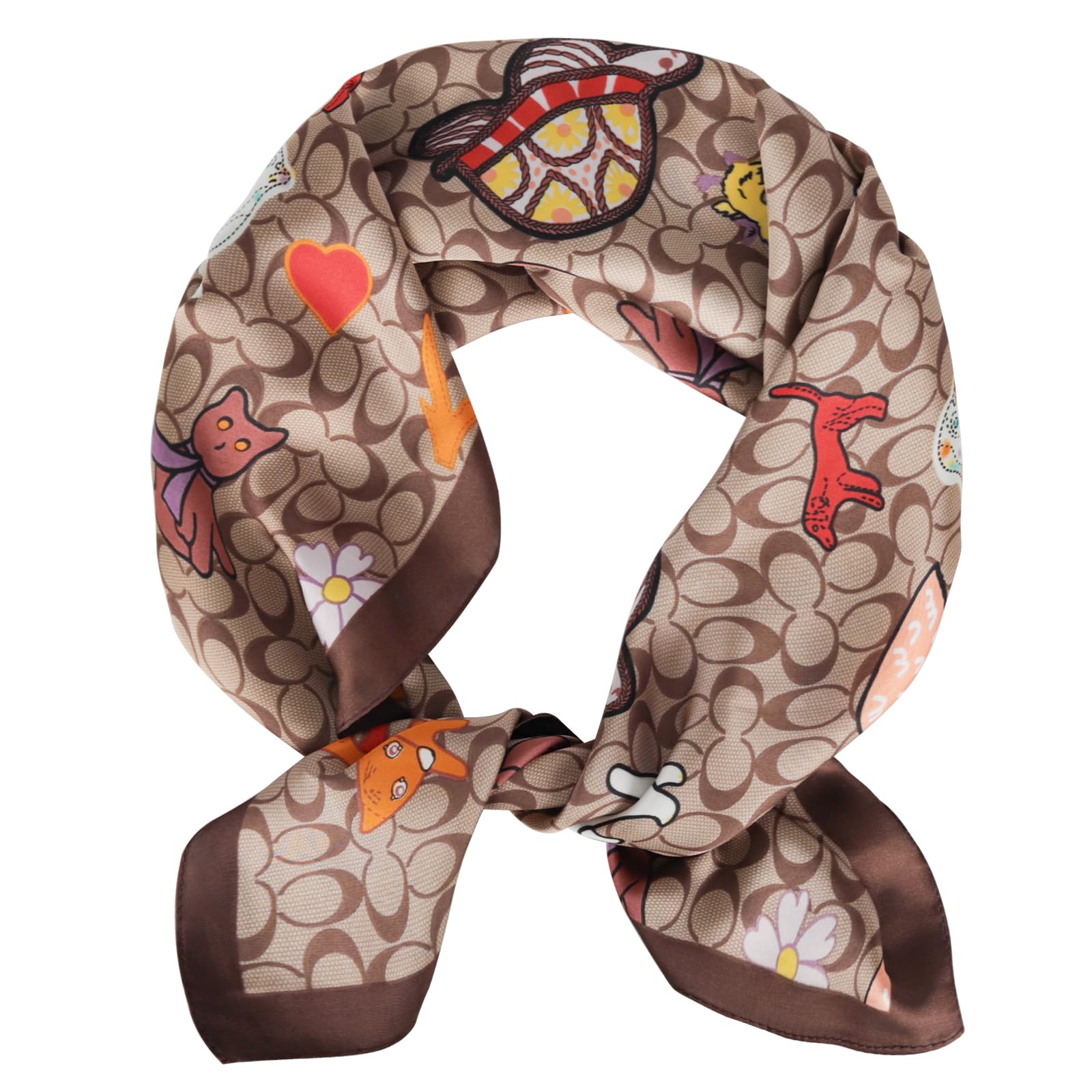 EXTREEEXTREE Fashion Silky Satin Headscarf for Women Girls: Exquisite Pattern Lightweight Silk Graceful Scarfs 27.5 x 27.5 inches