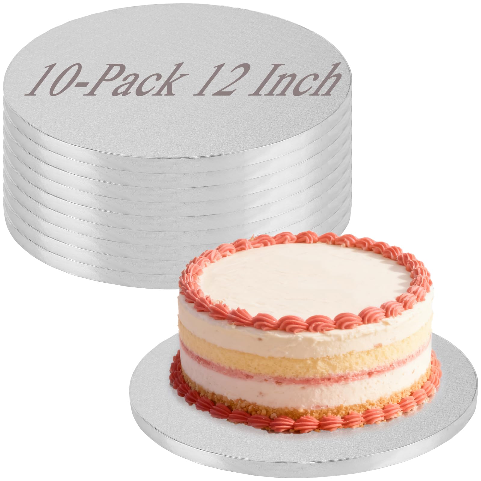 MUKSEUT Lot de 10 plateaux à gâteau ronds de 30,5 cm d'épaisseur, 13 mm d'épaisseur, planches à gâteau professionnelles pour anniversaire, mariage