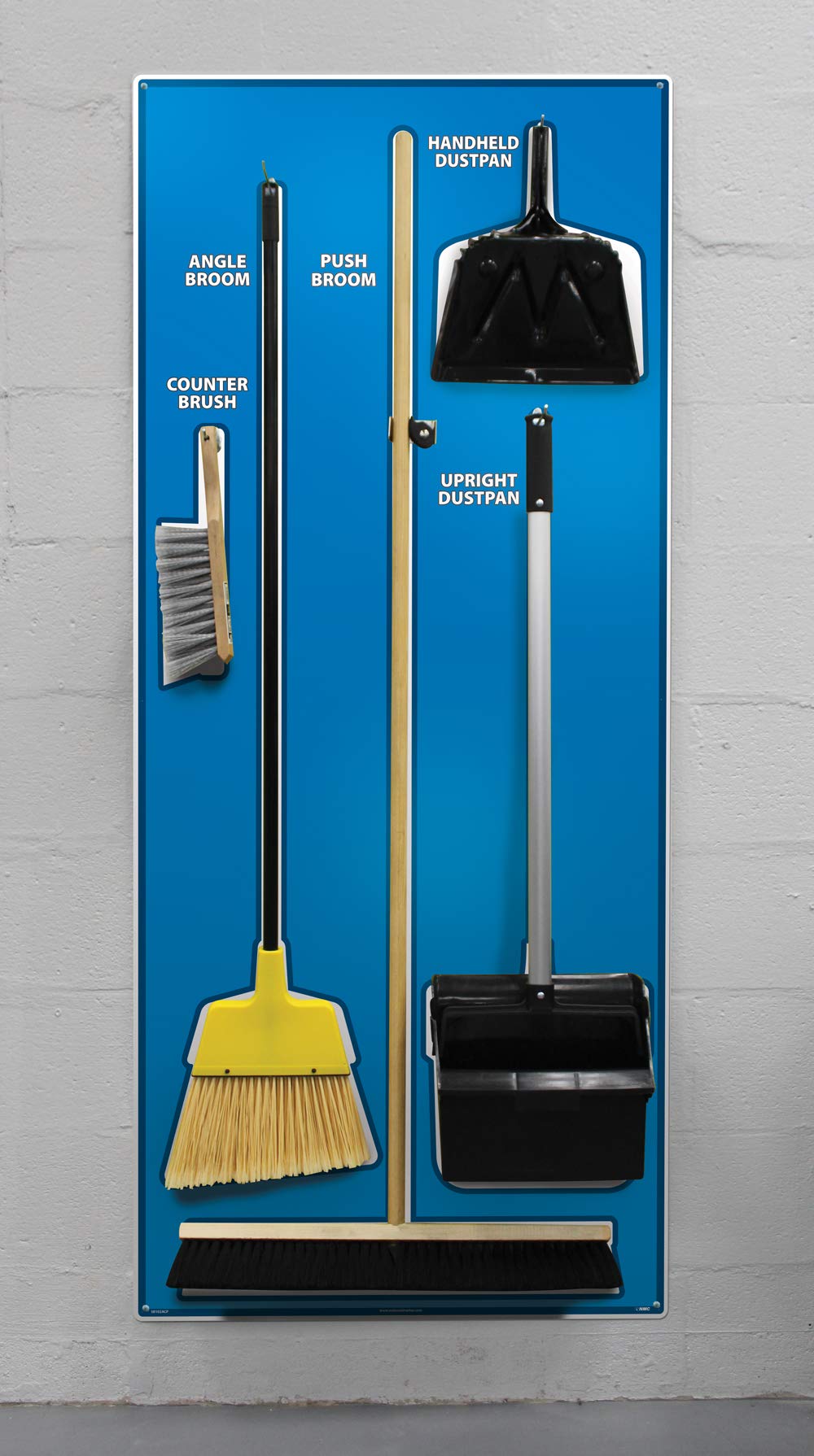 NMC SBK102AL 5S Janitorial Shadow Board, Blue/White, 68