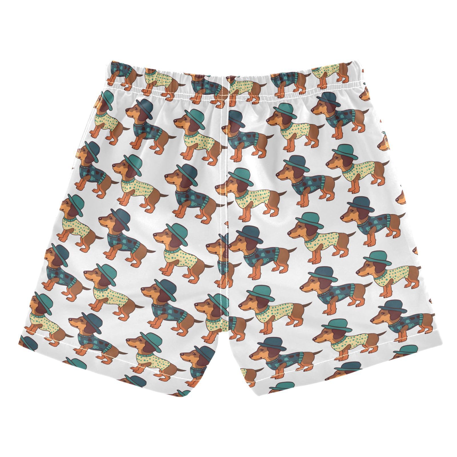 ALAZA Happy Animal Pug Dog Puppy Boys Quick Dry Beach Board Shorts Kids Swim Trunks Bathing Suit Swimsuit 5T Multicolor