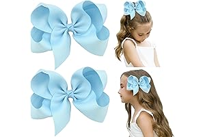 DEEKA Hair Bow - 6” Set of 2 Baby Girl Accessory Alligator...