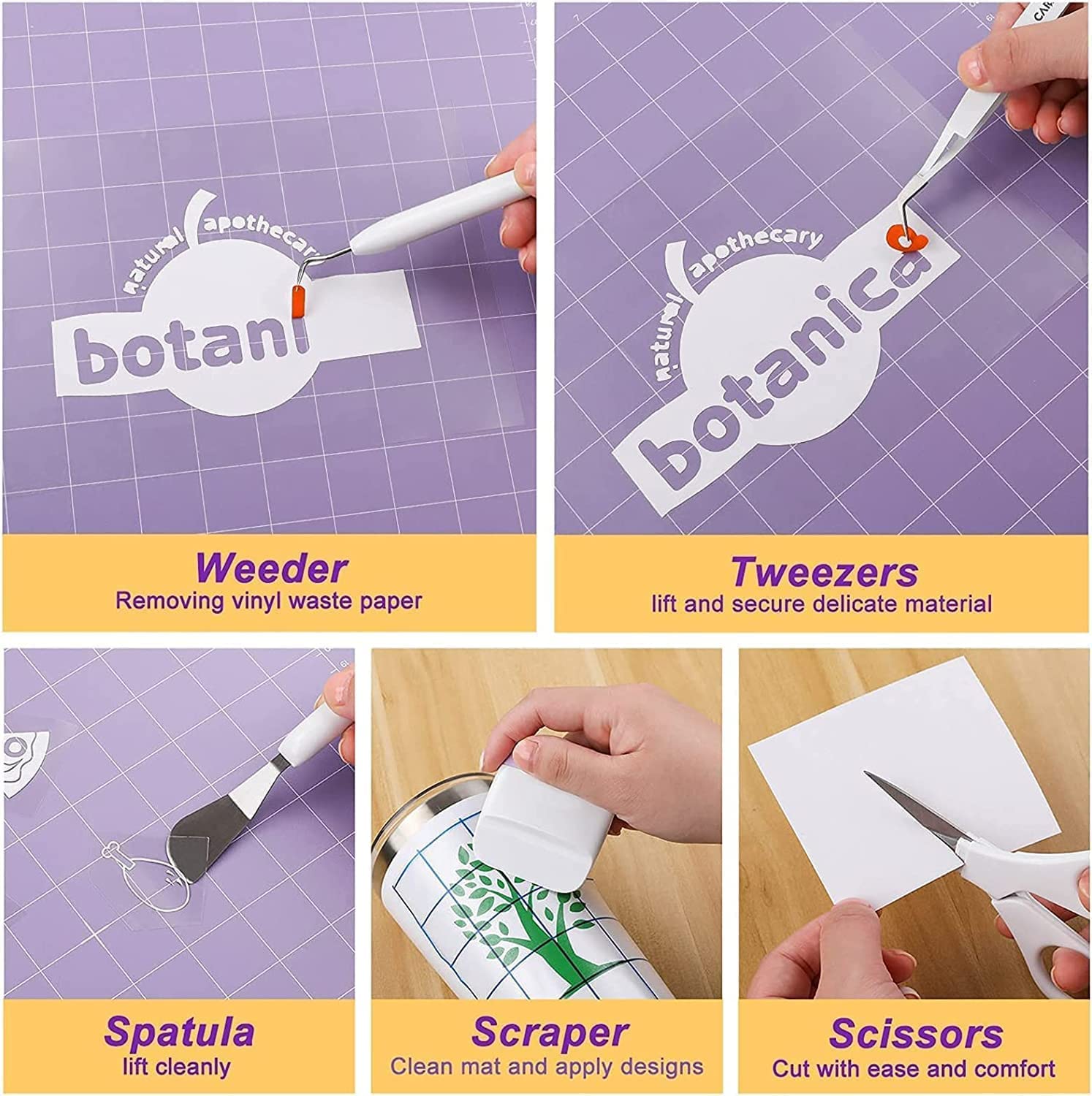 Accessori per plotter, 13 pezzi di strumenti per diserbo in vinile per Cricut Silhouette Weeder Silhouette accessori, set di plotter per plotter da diserbo, cammei, scritte, creazione fai-da-te