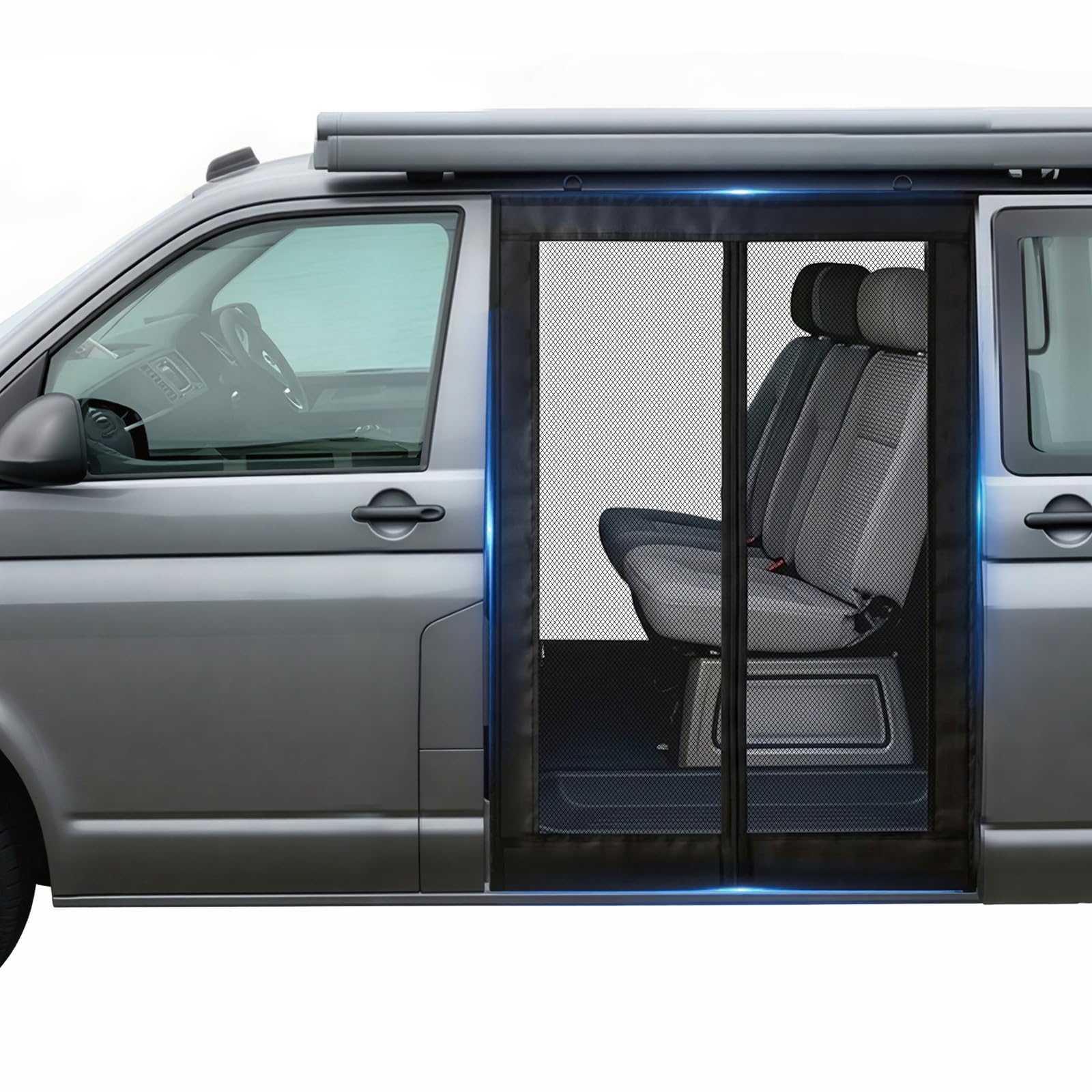 Moskitonetz Magnetisch für VW T5 T6 Schiebetür | Insektennetz & Fliegengitter mit Schattennetz | Sonnenschutz als Camping Zubehör für Multivan