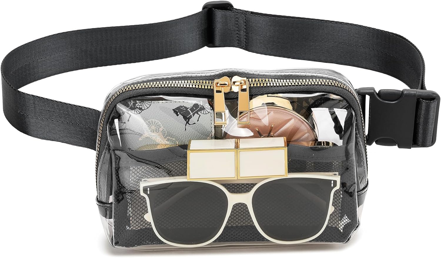 Clear Fanny Pack Belt Bag Stadium Approved for Women Men with Adjustable Strap Water-resistant Waist bag Clear Purse for Travel Workout Running Hiking