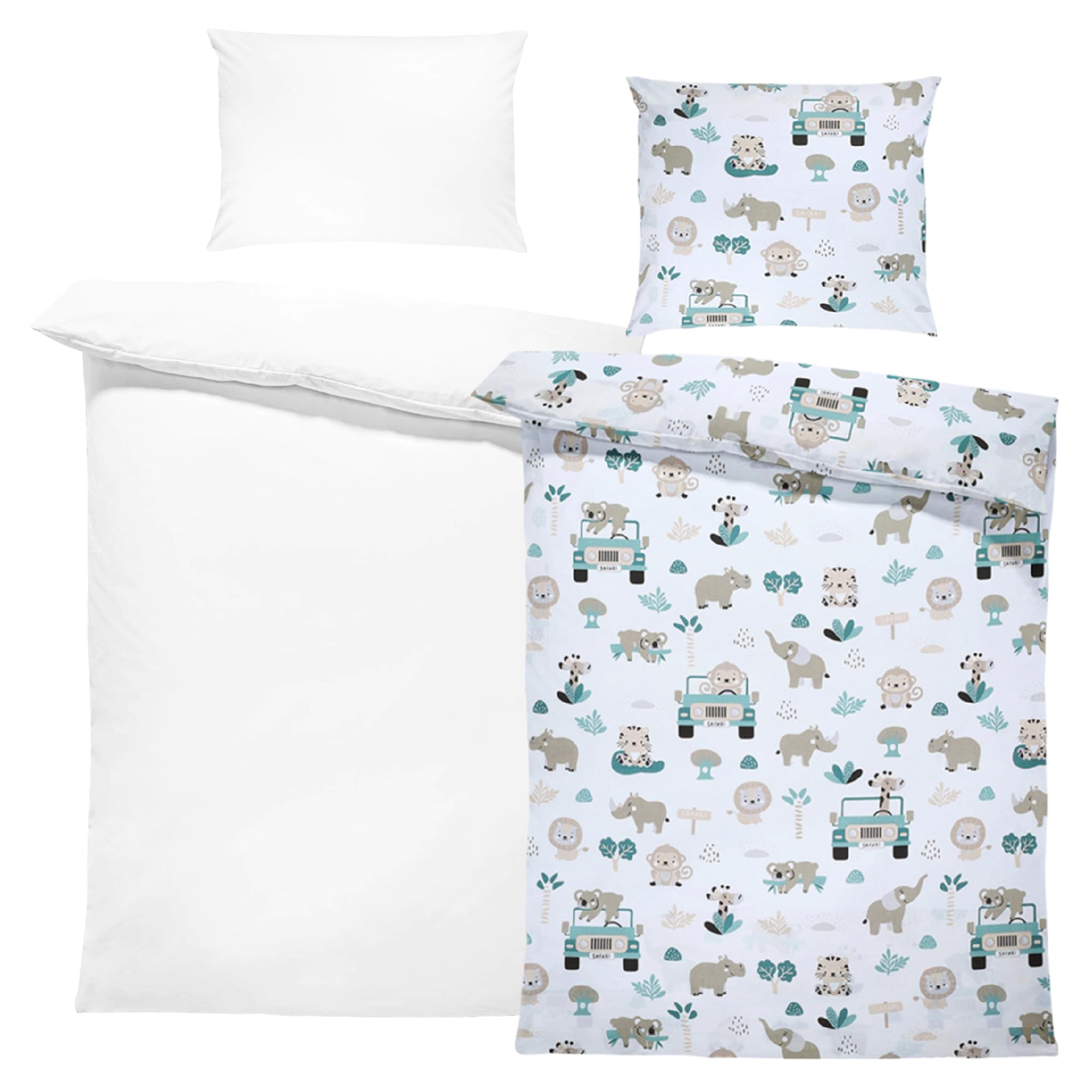 Totsy Baby Parure de lit bébé en Coton 100x135 cm - Ensemble Enfant avec Housse de Couette et taie d'oreiller 40x60 cm avec Couette et Oreiller pour Berceau garçon et Fille literie bébé Oeko-Tex
