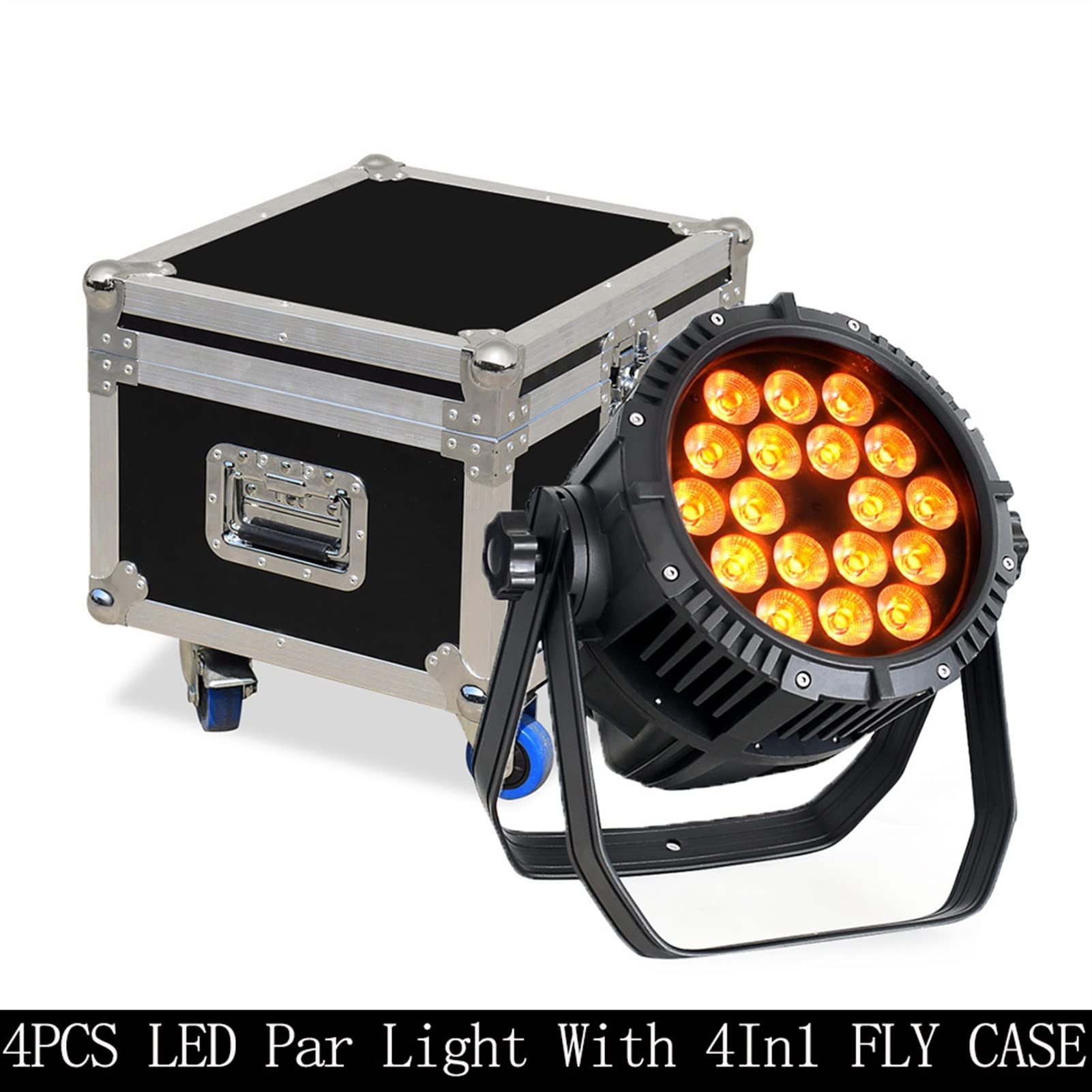 DJ-Licht für Partys, Flight Case With Led Par Light Waterproof Ip 65 18X15W 5In1 Outdoor Wall Wash Stage Lighting For T-Stage Concerts DJ Show(Flight Case Packing,US plug)