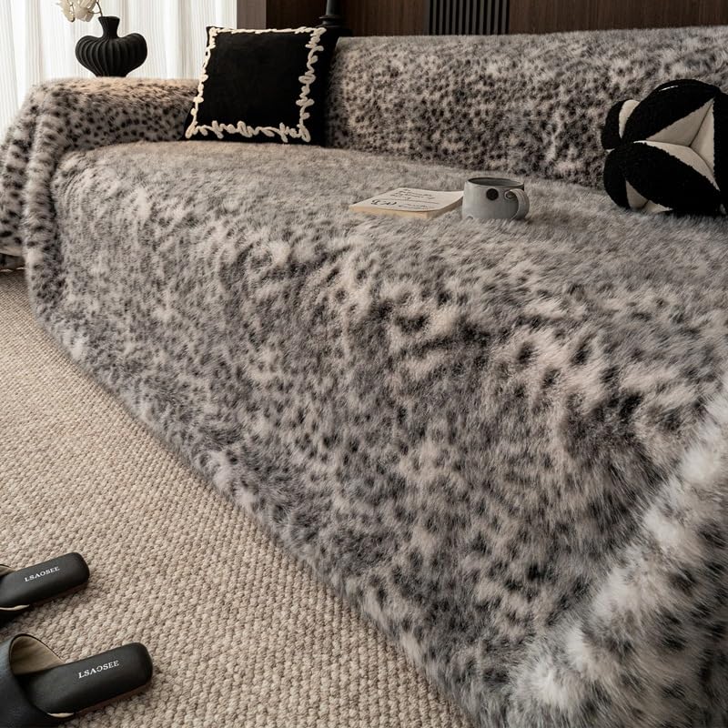 Housse de canapé d'hiver peluche 180 x 340 cm lavable et anti-poil