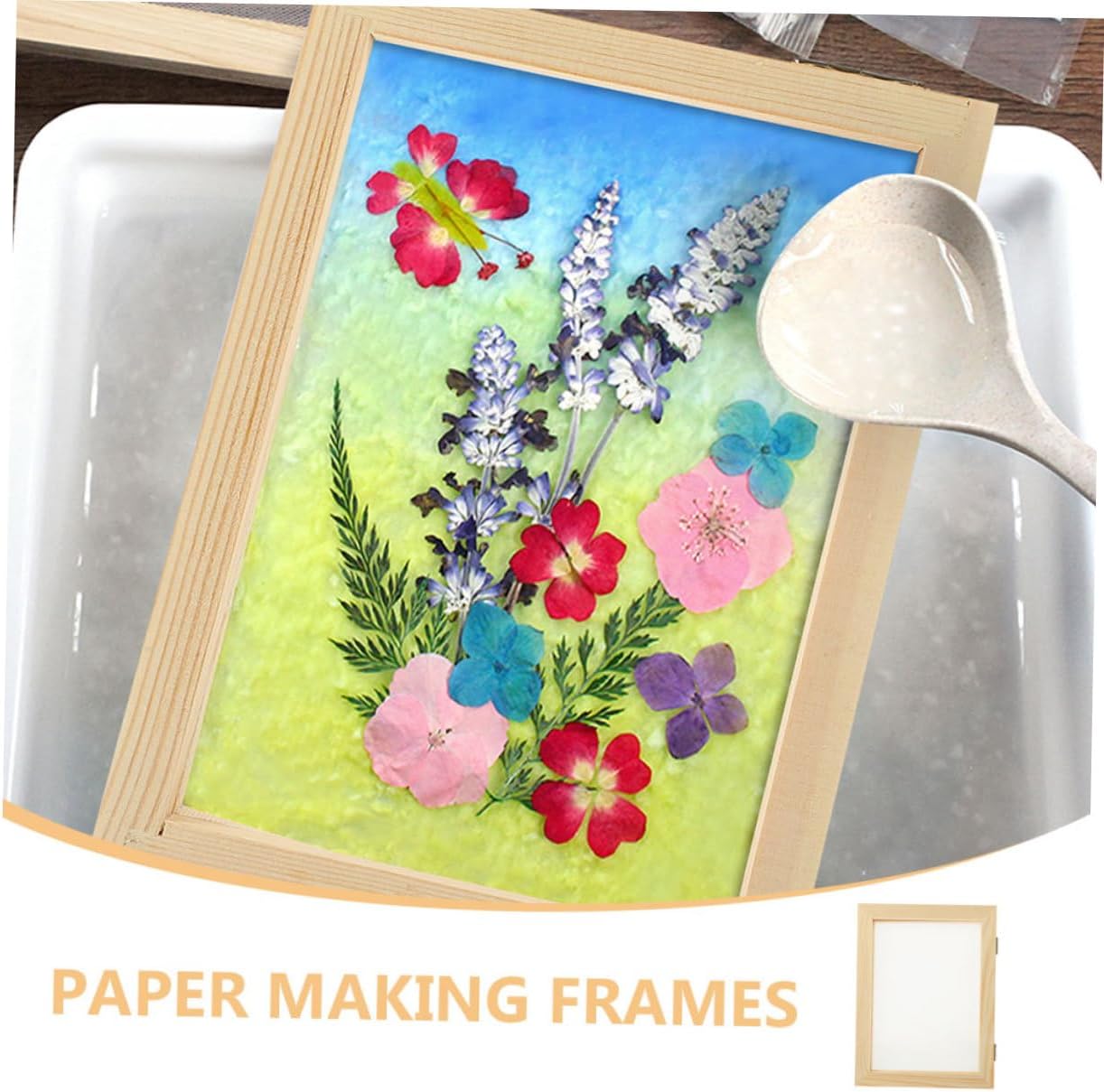 WEKAMOS 2Pcs Pine Paper Making Screen Kit for DIY Crafts Durable Frames for Adults for Handmade Paper Art Paper Pulp Paintings and Creative Projects