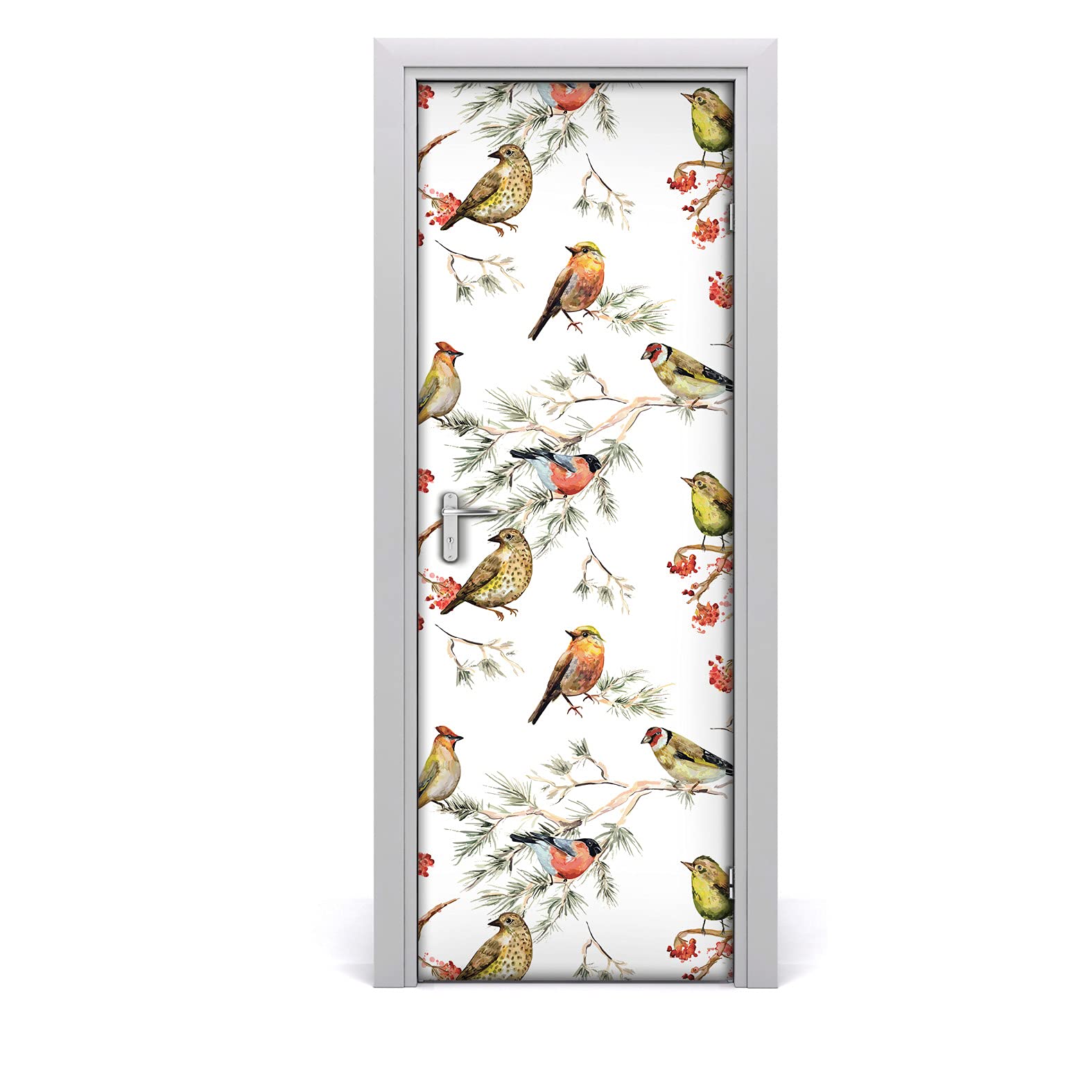 Papier peint sur la porte mural oiseaux forestiers pour salon