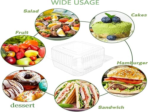 Miniatura 7 de 200 recipientes de plástico transparente con bisagras para llevar, bandeja para llevar alimentos, diámetro exterior para postres, aperitivos