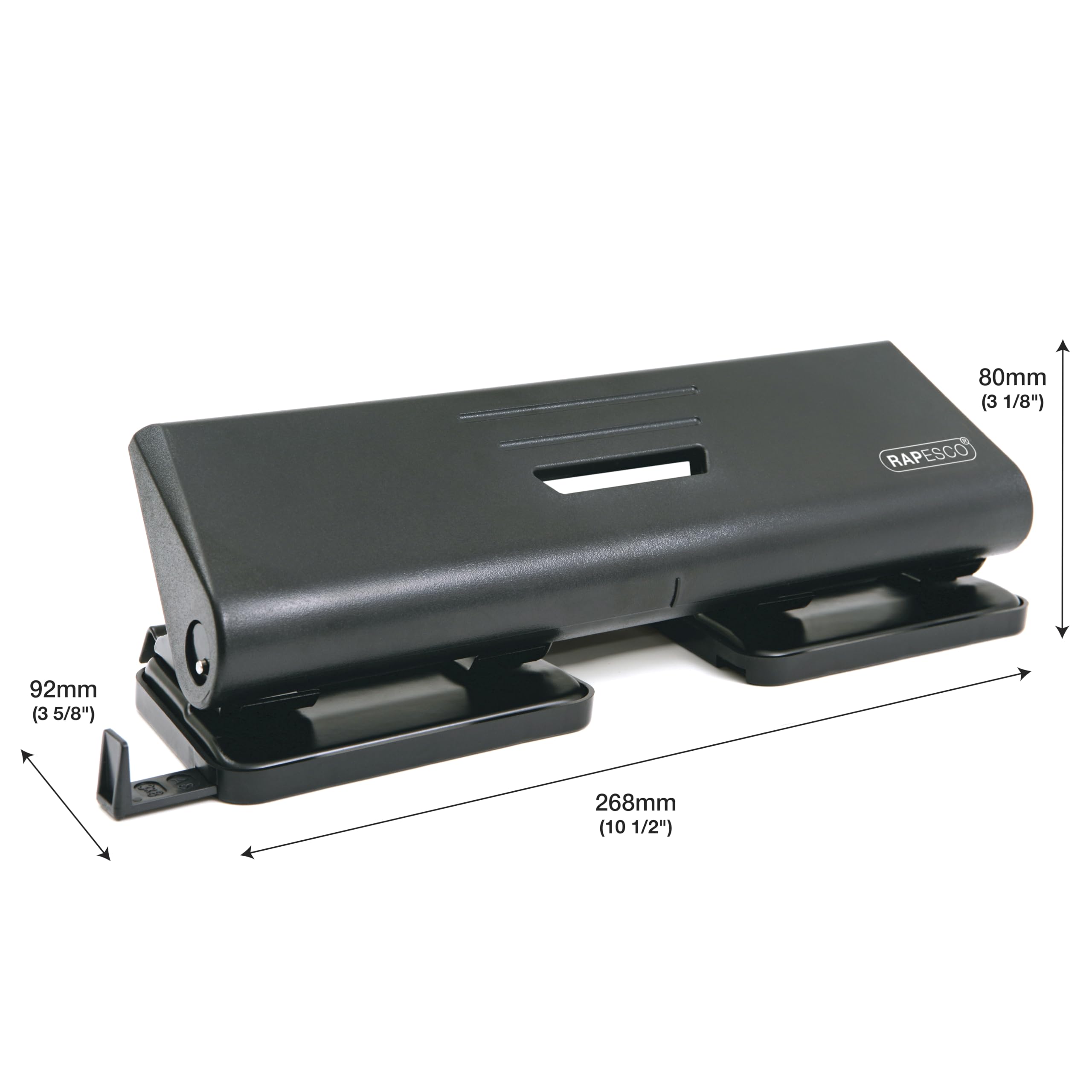 Rapesco PF75P0B1 Perforatrice a 4 Fori 75, Capacita 16 Fogli, Nero