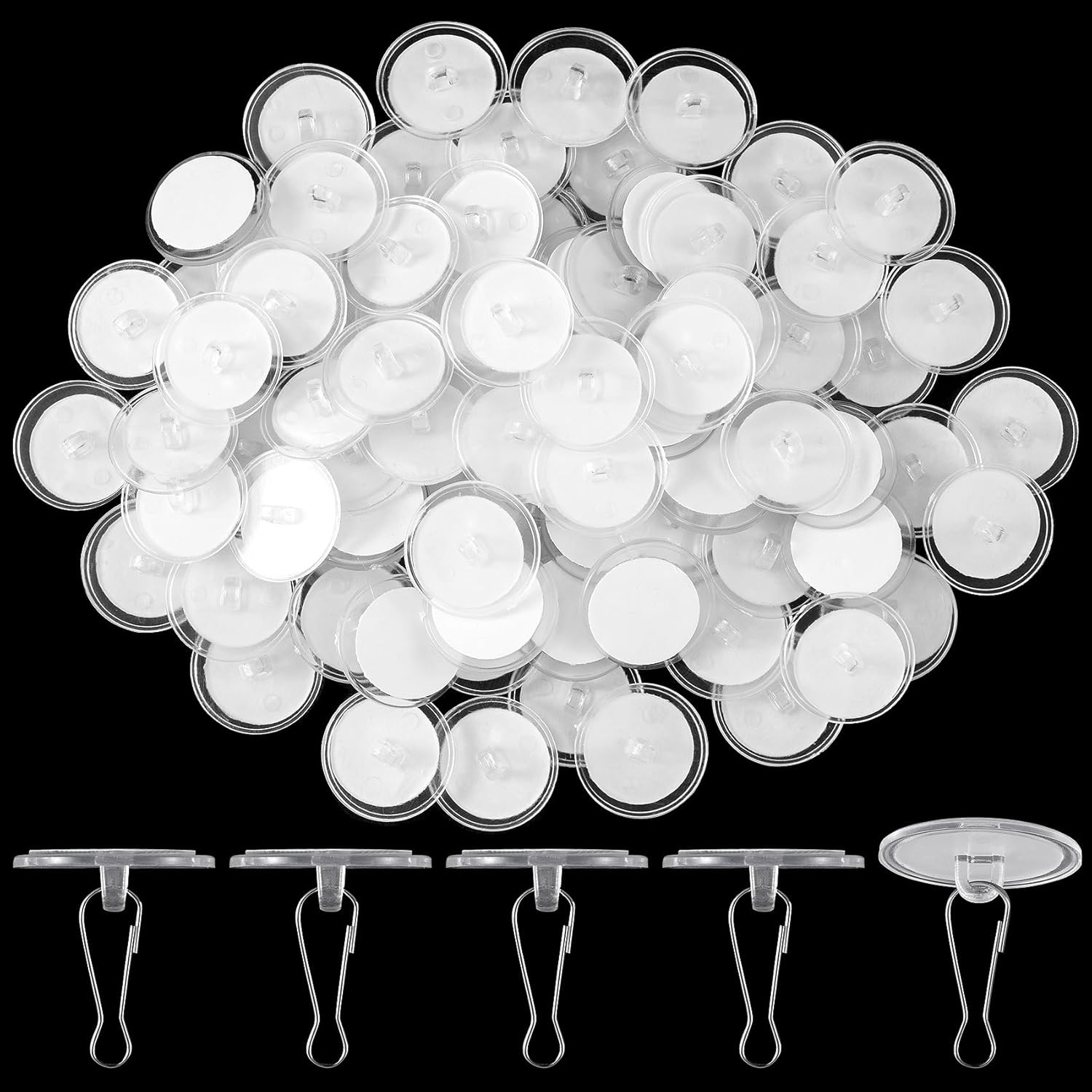 80 Pack Self-Adhesive Ceiling Hooks for Hanging, Sticky Damage-Free No-Drill Ceiling Discs, Removable Transparent Wall Hanger for Festival Wedding Birthday Party Christams Decorations