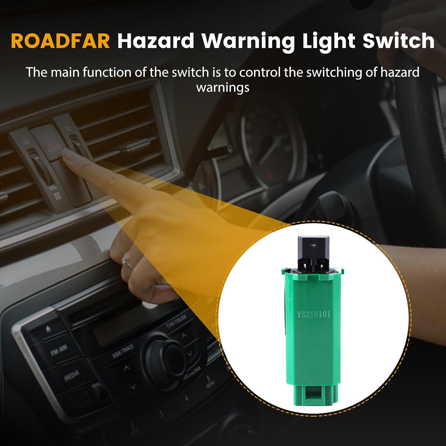 ROADFAR Front Hazard Warning Light Switch Fits 2000-2005 for Chevrolet Monte Carlo 10359032