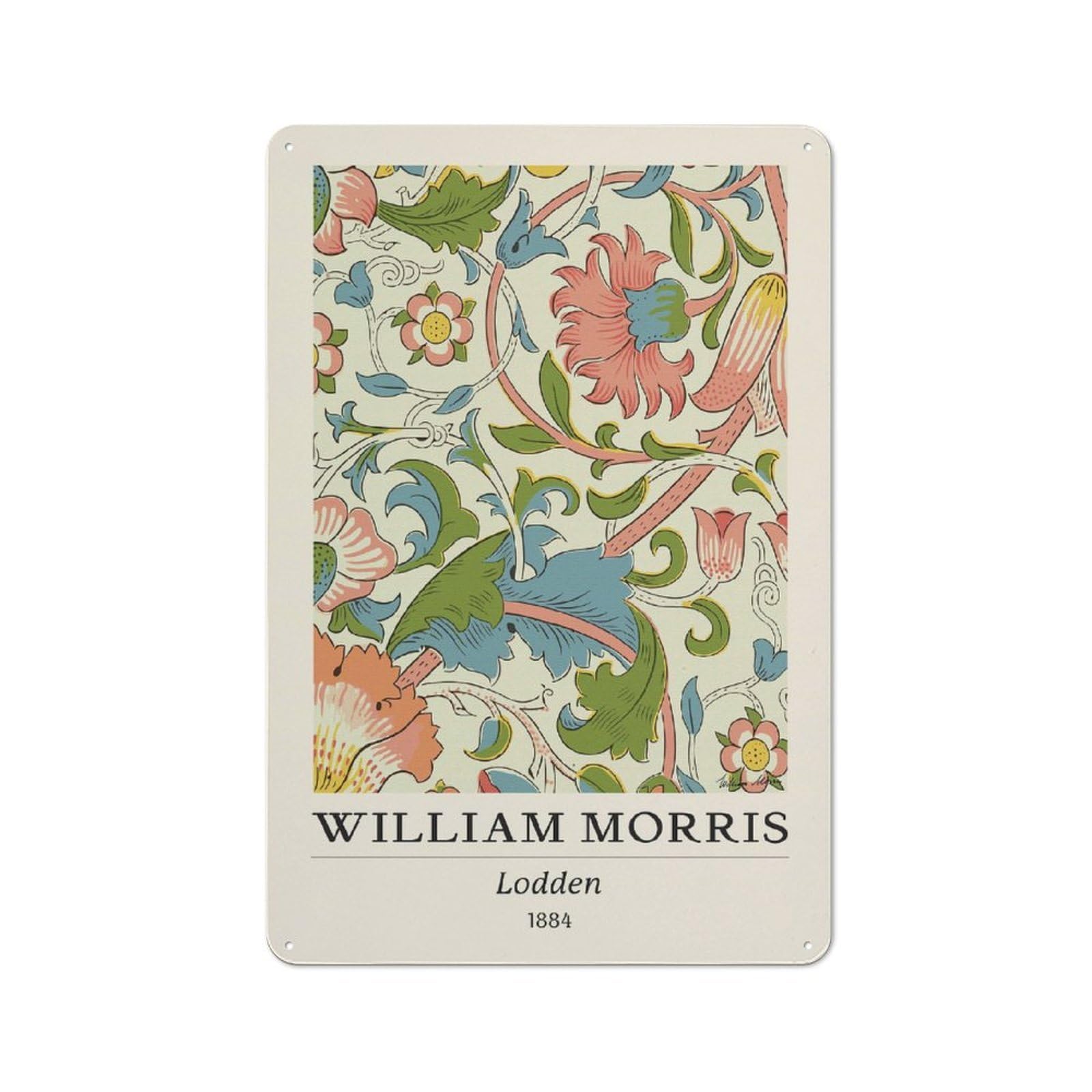Junmoney Style-15 Classic Vintage Metal Sign 30X20cm Featuring William Morris Lodden Floral Pattern, Home Bar Decor For Cafe, Pub, Workshop Or Home Bar