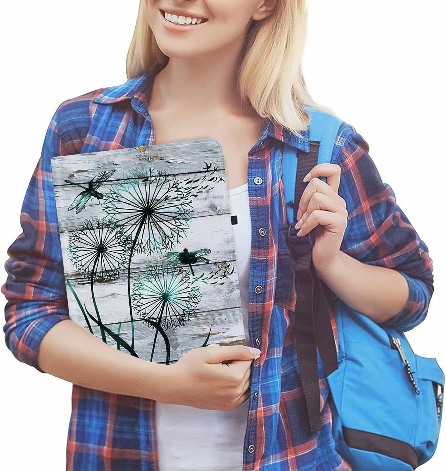 for Samsung Galaxy Tab A8 10.5 2022 Slim Case with Adjustable Stand Cover with Auto Wake/Sleep Smart Cover for Samsung Galaxy A8 10.5 Inch（SM-X200/X205/X207）- Dandelion Dragonfly image 2