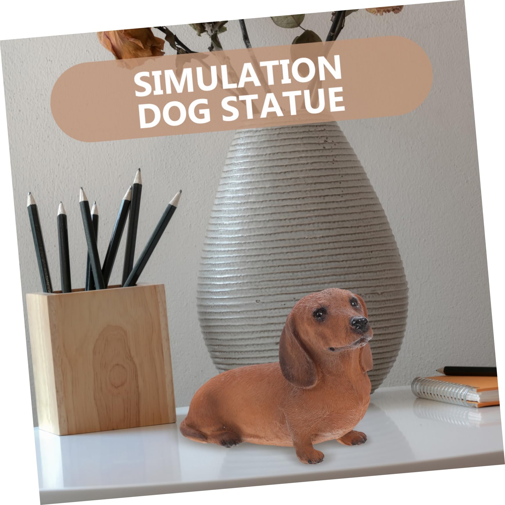 Abaodam Resin Hundefigur Realistische Simulation Hund Deko Kreative Hundestatue für Wohnzimmer und Kinderzimmer Tierfigur Harz zu Weihnachten und Valentinstag