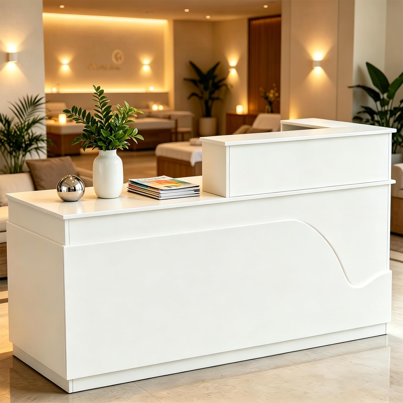 Bancone reception legno cassetti ripiani，bianco x ufficio salone，Sinistra | Per Ufficio, Per Salone