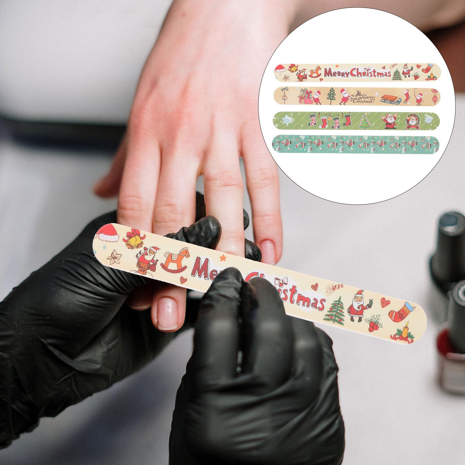 12 Stück Teiliges Weihnachts-nagelfeilen Feiner Körnung für Naturnägel und Nagelverlängerungen Doppelseitig für Maniküre Pediküre und Diy-nail-art Zuhause Salon