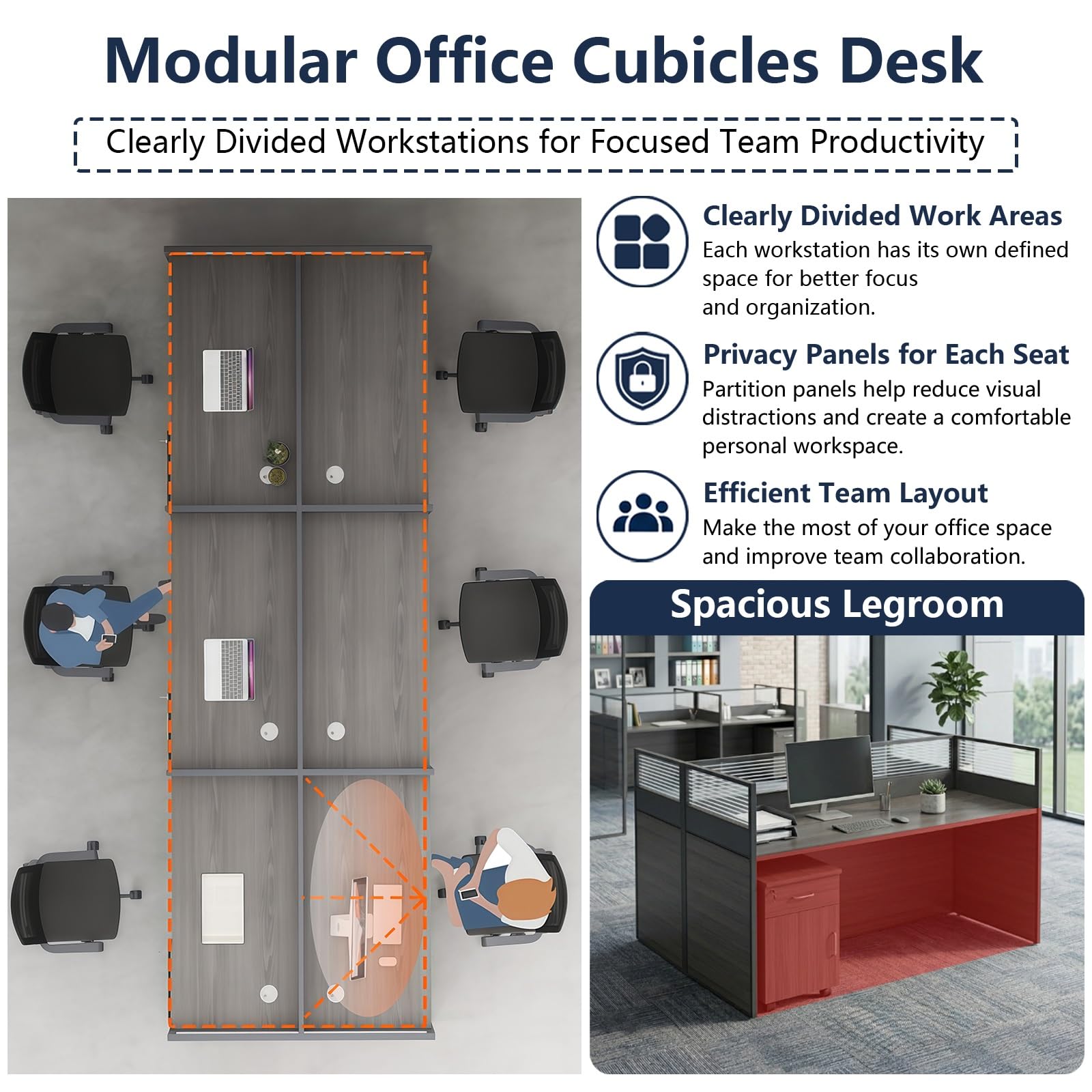 Mesa De Oficina Modular con Paneles Separadores Y Gestión De Cables, Mesa para Ordenador Oficina para Oficinas Abiertas, Call Centers Y Coworking(with Cabinet,D8 Person)