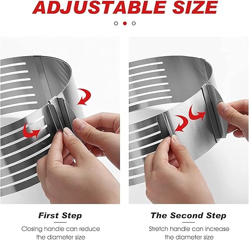 Miniatura 4 de Rebanador nivelador de tartas, anillos redondos ajustables de 6 a 8 pulgadas, 7 capas de acero inoxidable para cortar tartas, accesorios para cortar