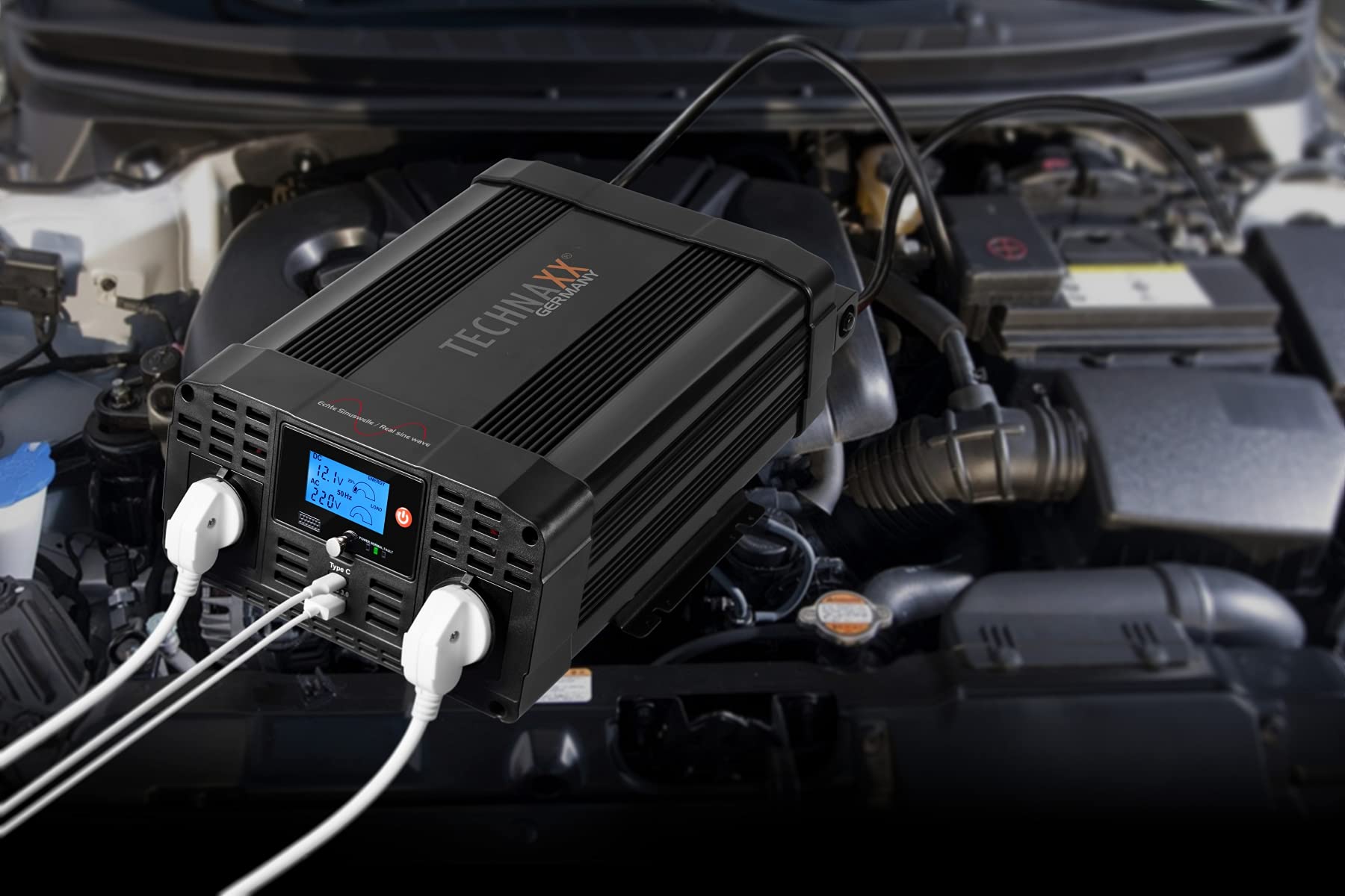 Przetwornica prądu stałego AC 12 V z czystą falą sinusoidalną 2000 W, 12 V do 240 V przetwornica prądu stałego na AC falownik 12 V przetwornica prądu stałego na prąd zmienny TE22