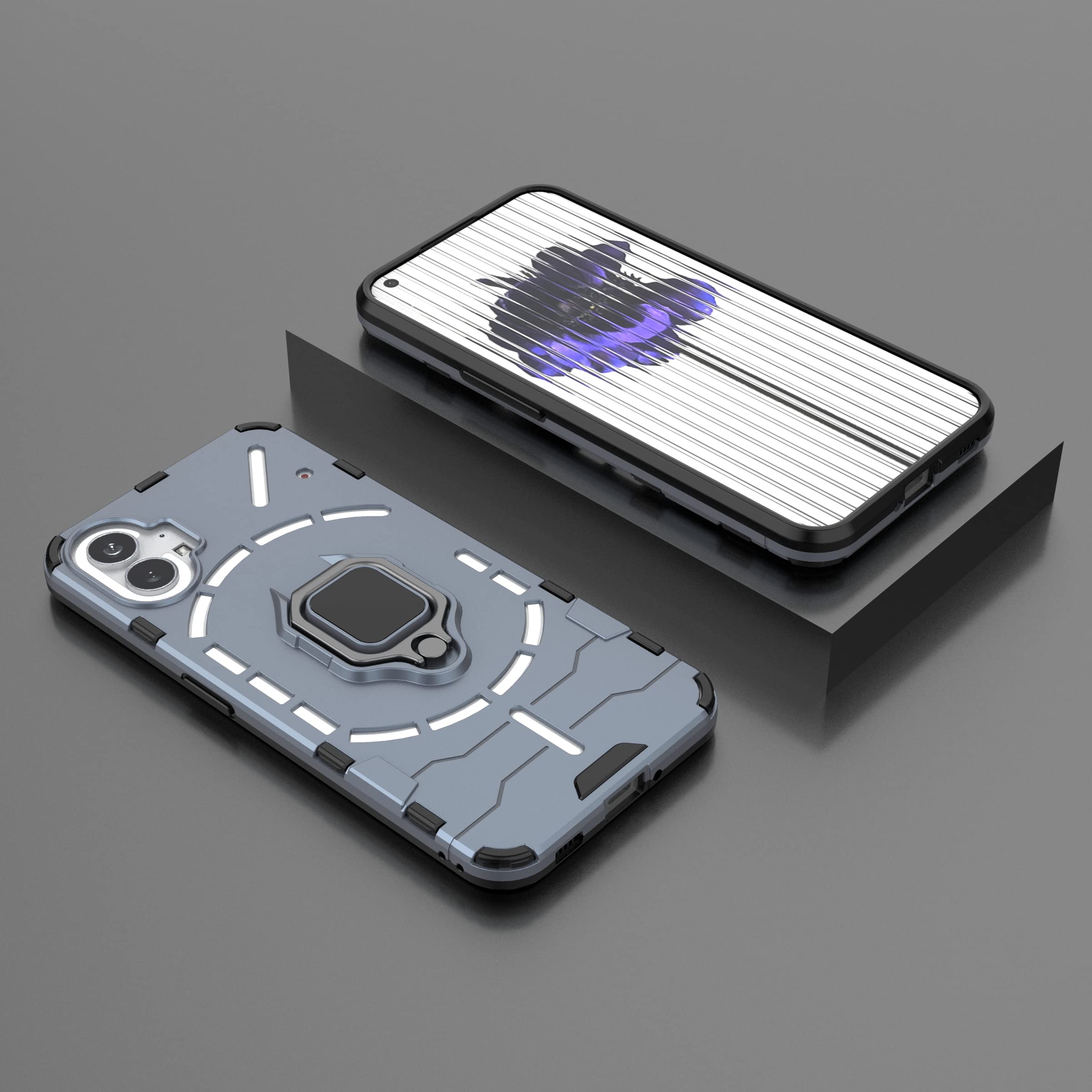 YUXING Cover Nothing Phone 3 – Custodia Anticaduta, Airbag Quattro Angoli, Magnete Anello Supporto 360°, Protezione Elevata, Design Antiscivolo-Grigio