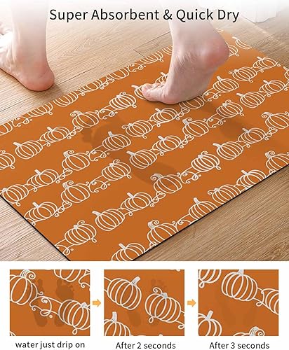 Miniatura 3 de Tapete de baño de calabazas de Acción de Gracias para bañera, antideslizante, de secado rápido y absorbente, tierra de diatomeas, cocina, ducha,
