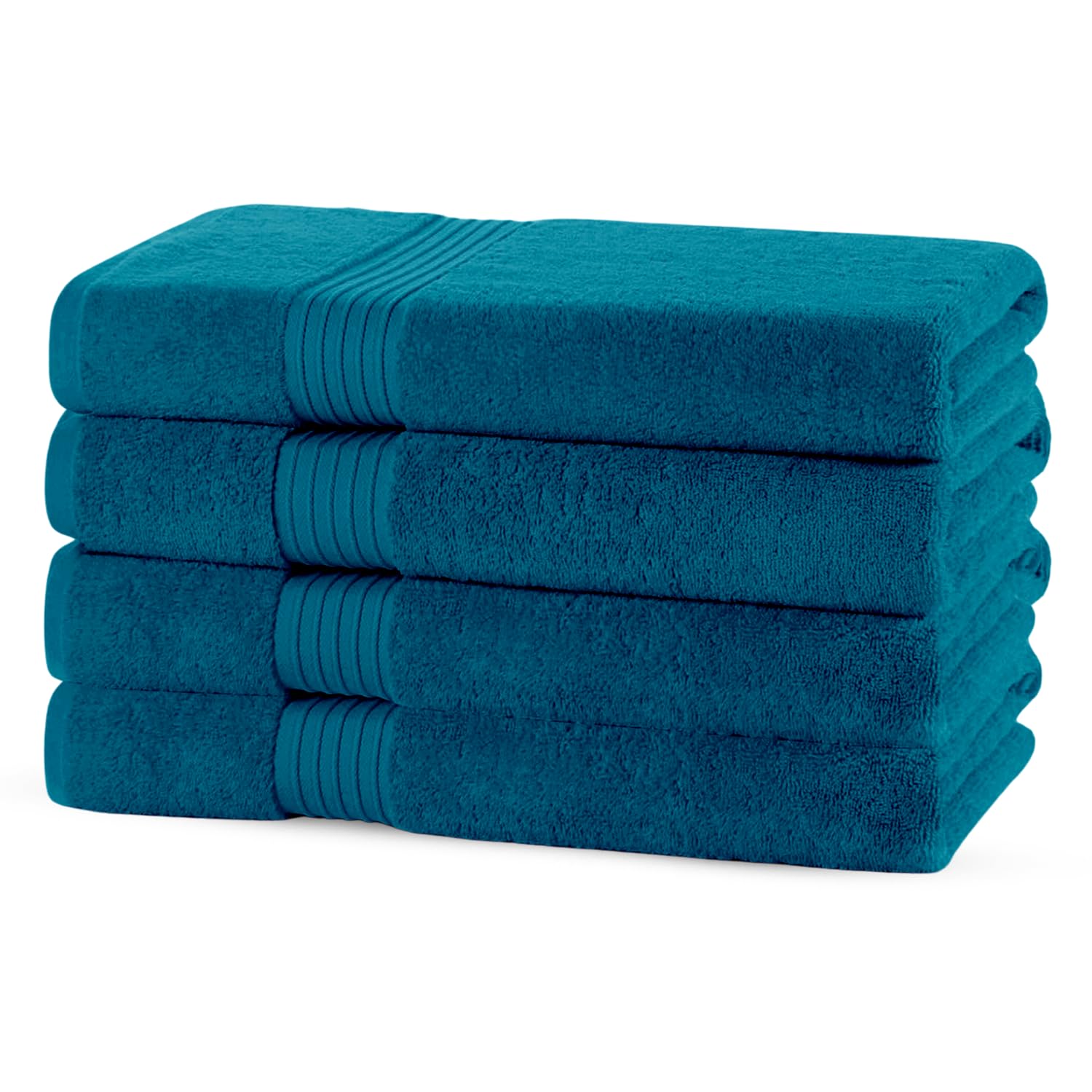 Vozbi Bath Towel Set of 4 | Ring Spun Combed Bath Towels 700-GSM Bathroom Towels 100% Cotton Bathroom Linen | Shower Towel Bathroom Accessory | Large Bath Towels for Adults 70 X 130 cm (Blue Lagoon)