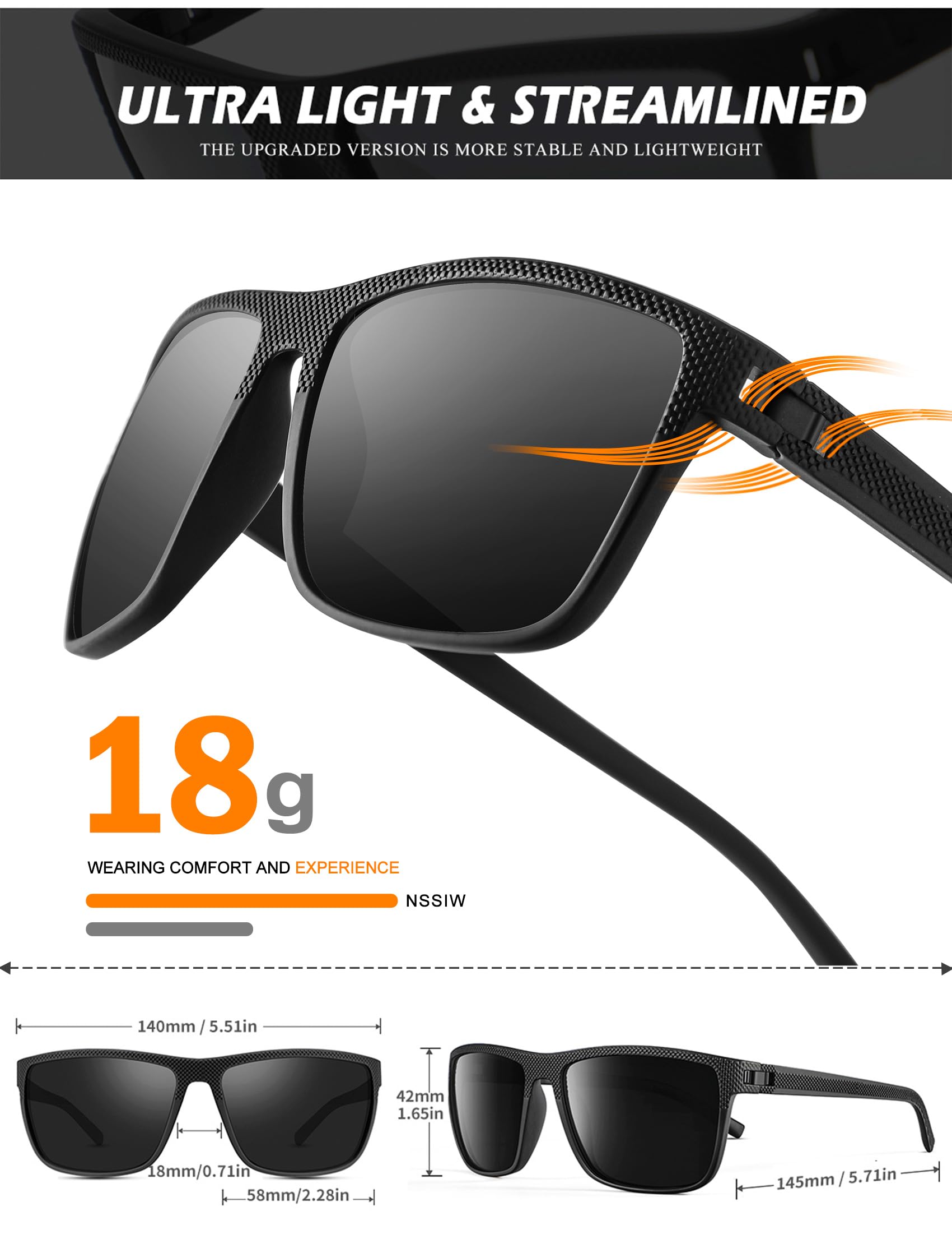 NSSIW Gafas de sol polarizadas para hombre: lentes de sol clásicos con protección UV para conducir, pescar, golf, 4 paquetes