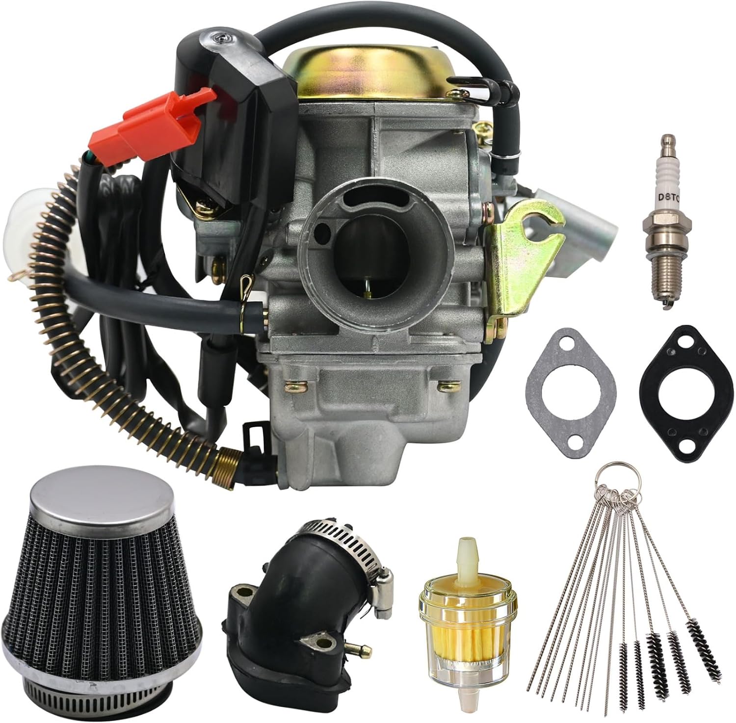 Priprilod Carburetor with Gasket & Fuel Filter DF200GKA Compatible with Dongfang 200CC Go Kart Carb Replacement