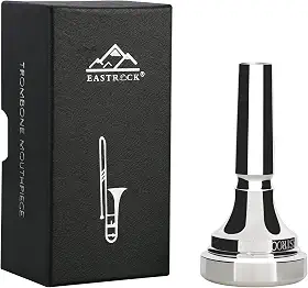EASTROCK Bocal de trombone, bocal de trombone banhado a prata, haste grande 4AL, acessórios para instrumentos de trombone embalados a vácuo